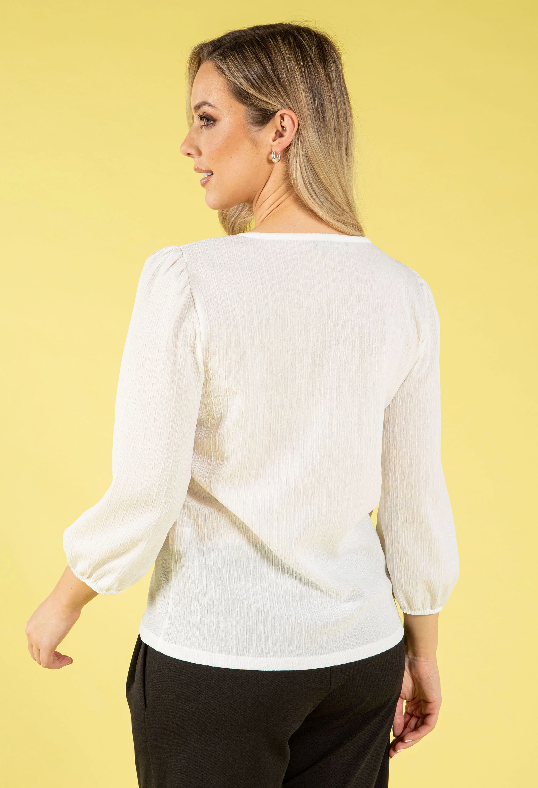 Gold Button Textured Touch Top - Image 9