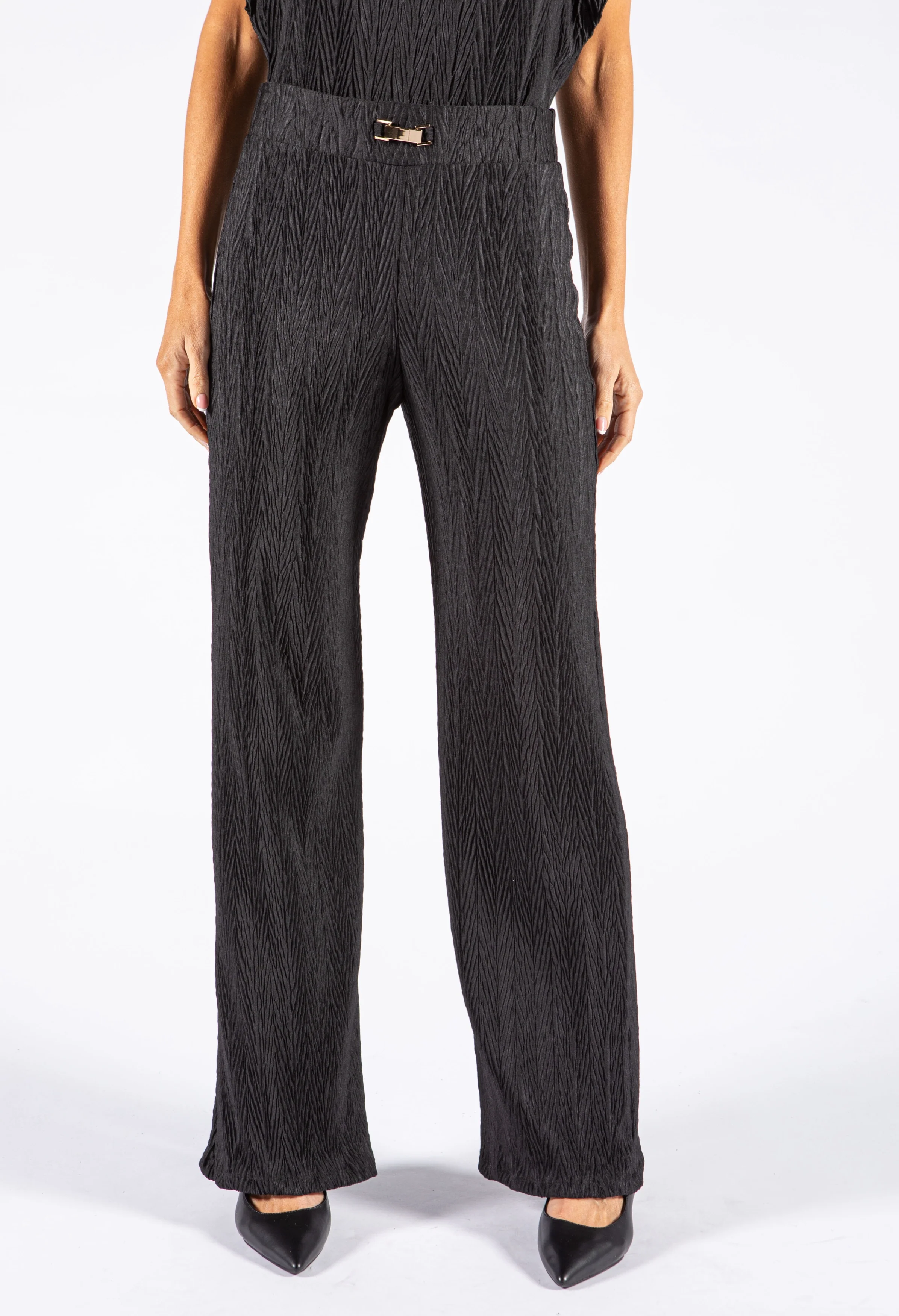 Gold Detail Crinkle Trousers - Image 2