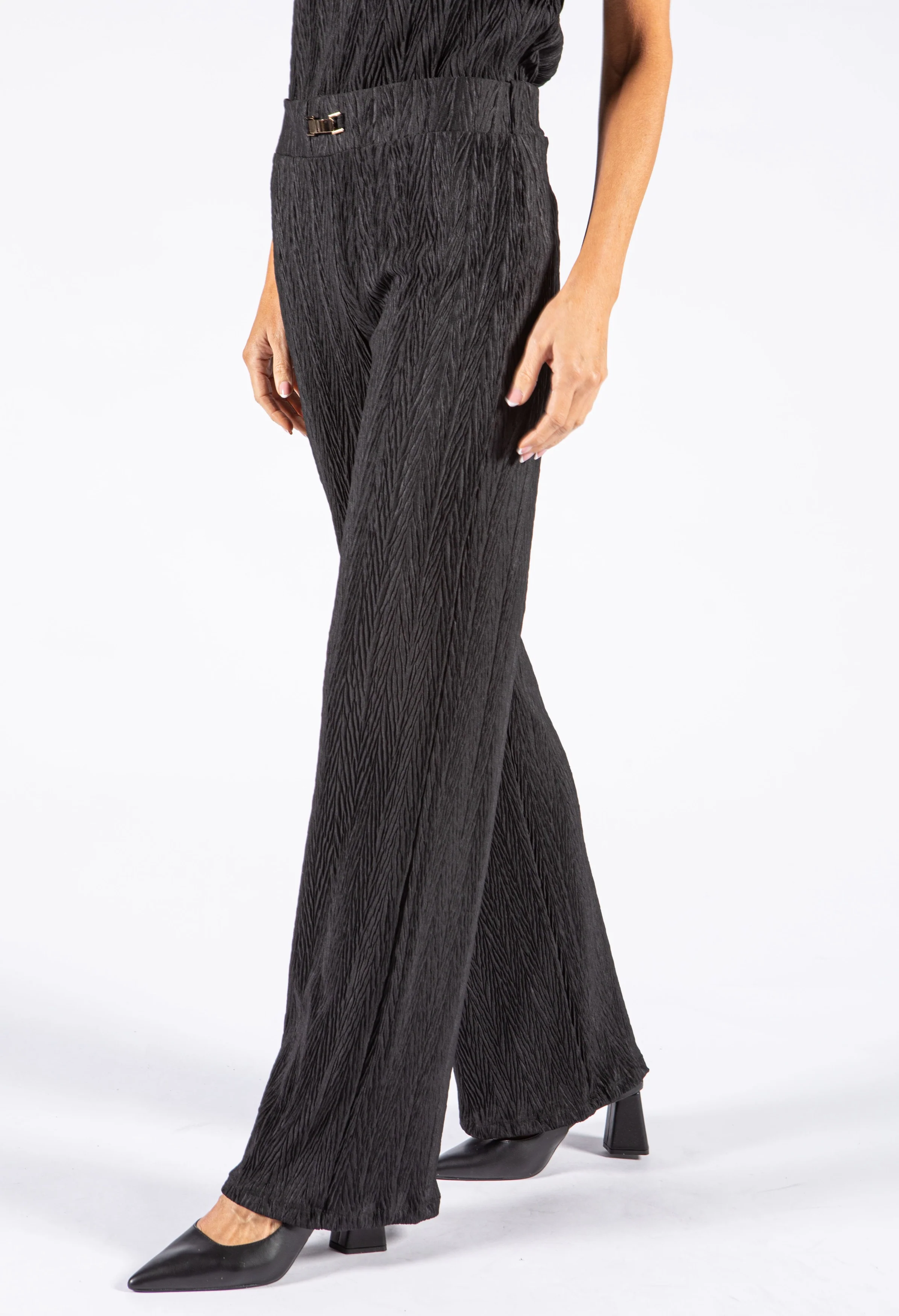 Gold Detail Crinkle Trousers - Image 3