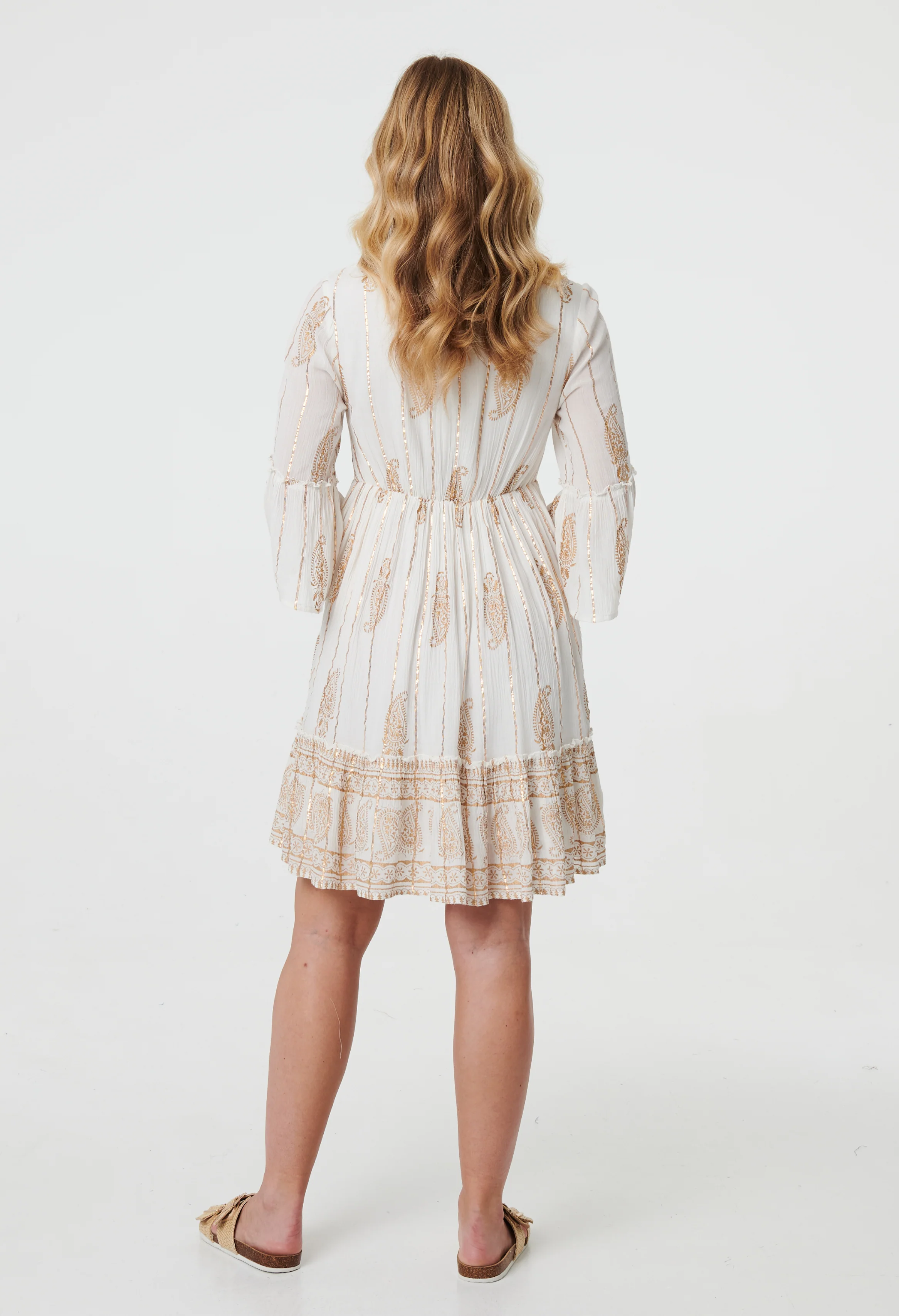 Gold Detailing Paisley Print Dress - Image 2