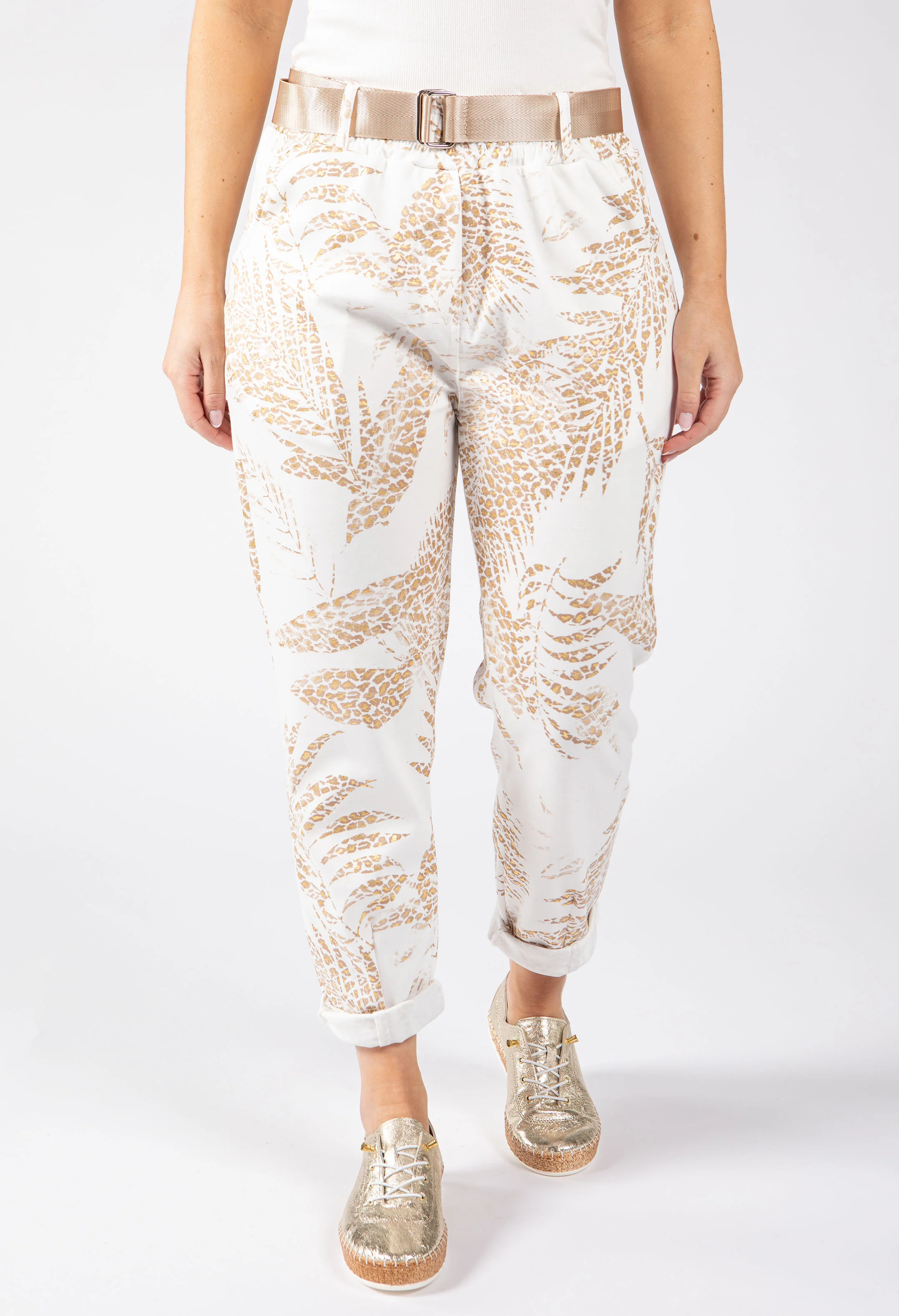 Gold Foil Belted Joggers - Image 2