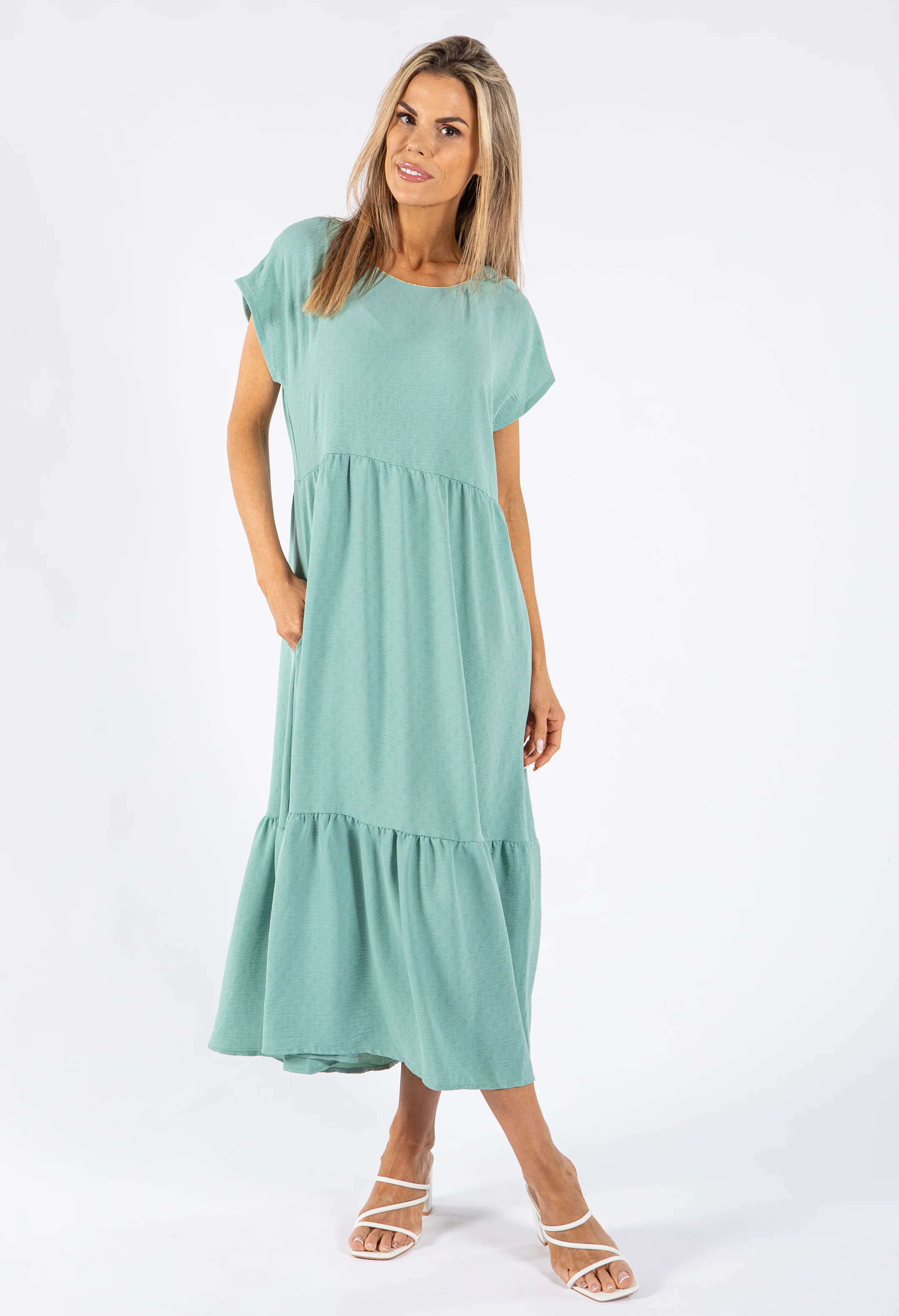 Gold Trim Tiered Dress - Image 10