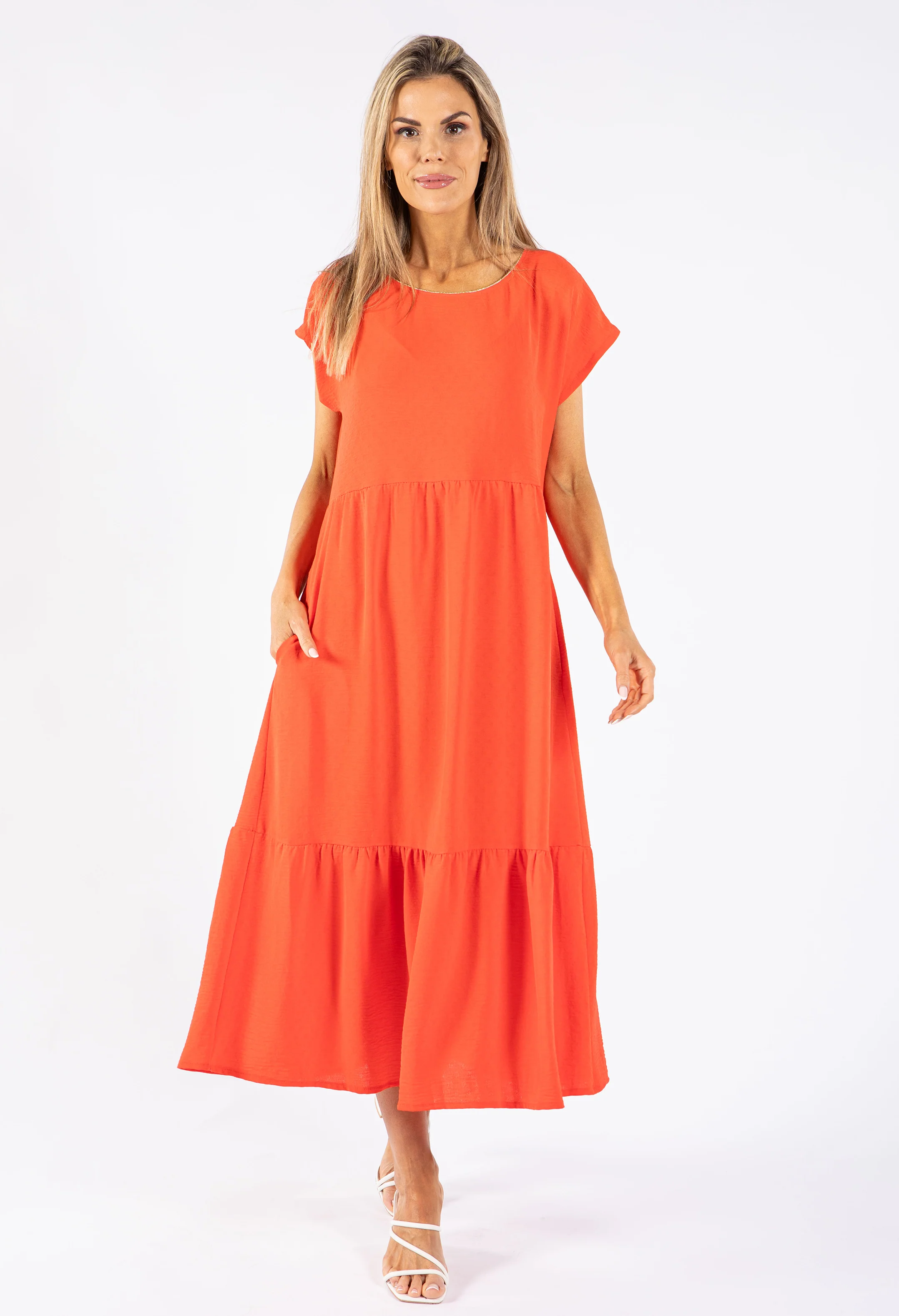 Gold Trim Tiered Dress - Image 2