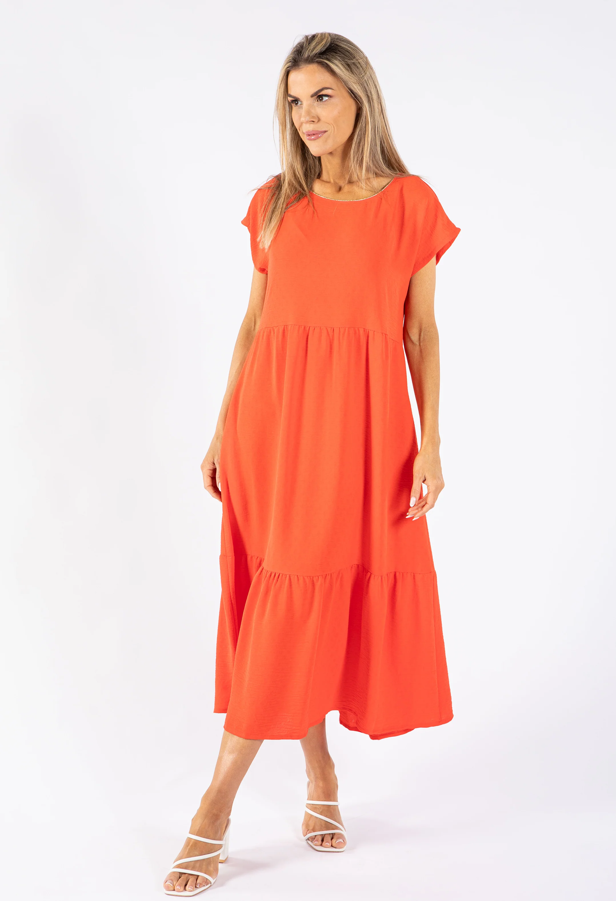 Gold Trim Tiered Dress - Image 3
