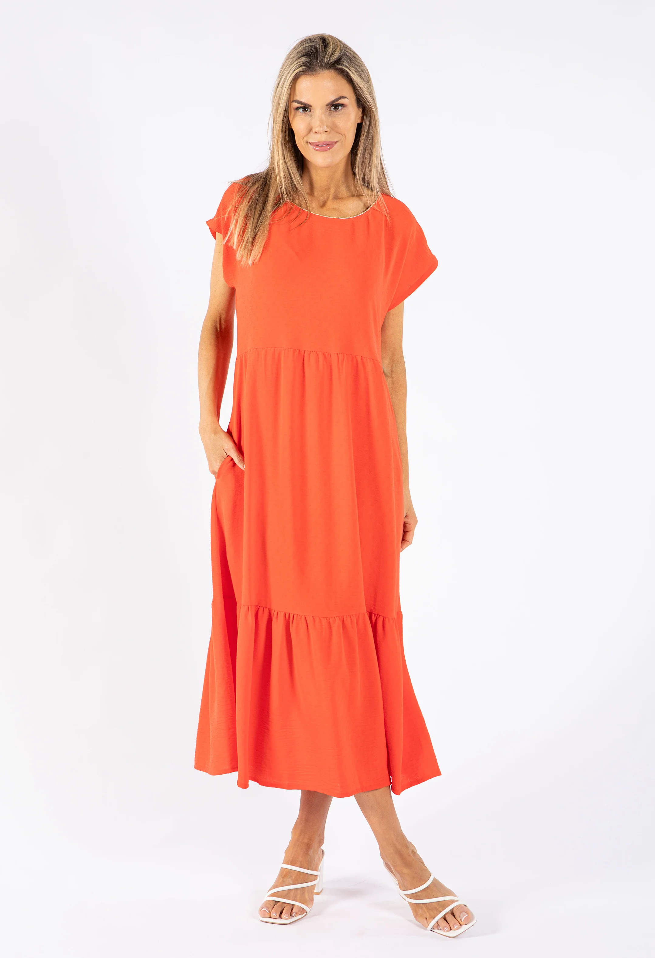 Gold Trim Tiered Dress - Image 5