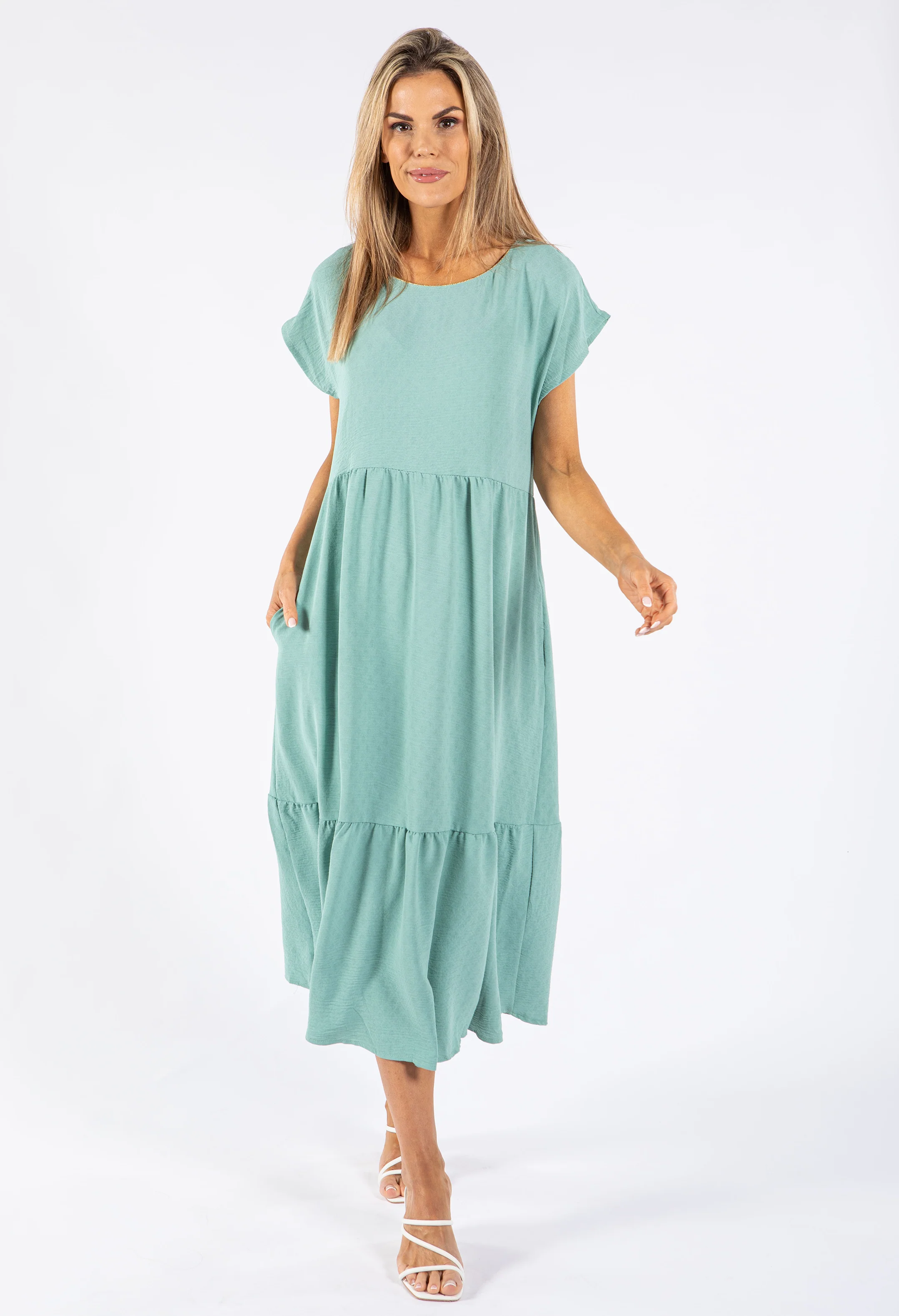 Gold Trim Tiered Dress - Image 7