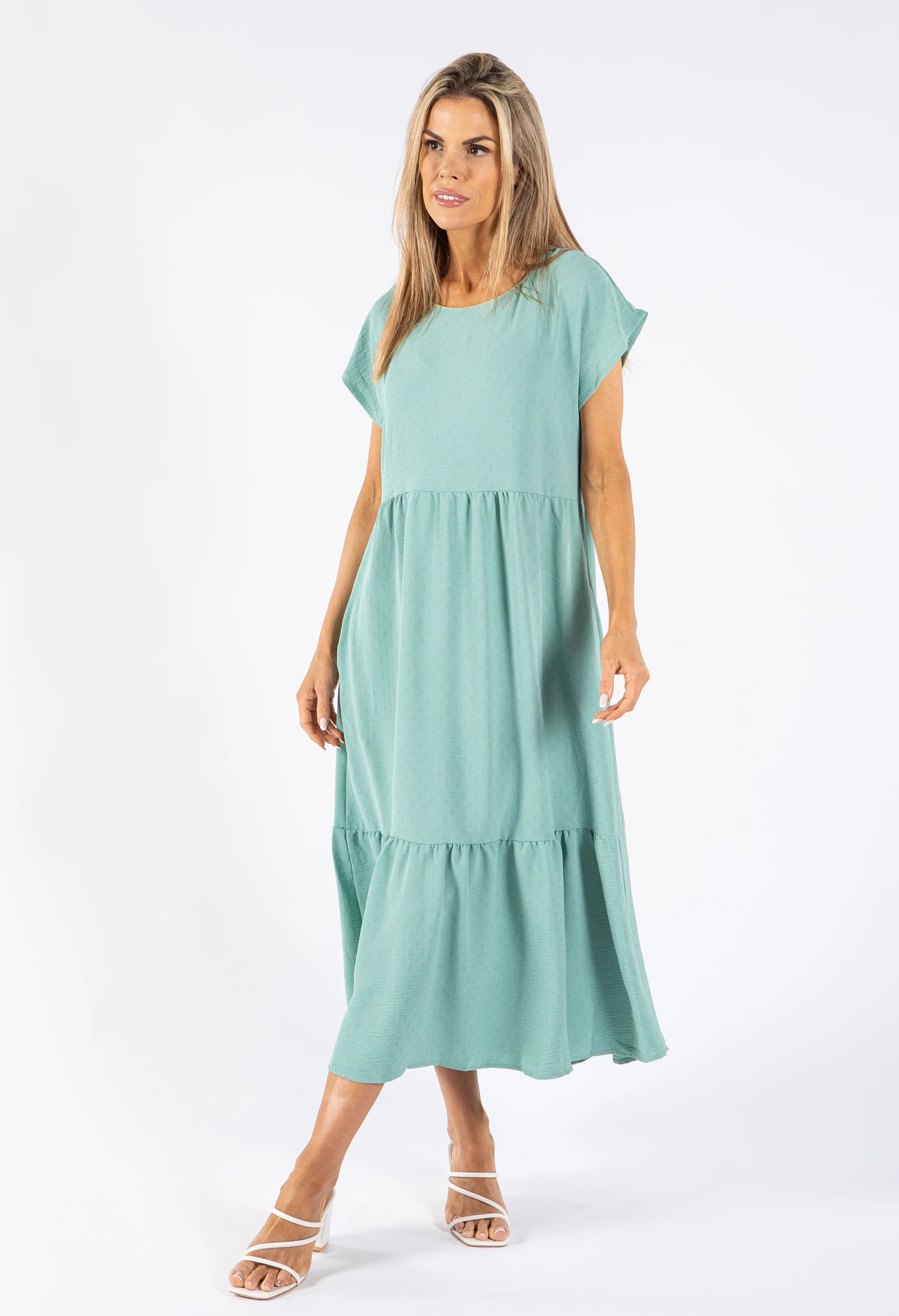 Gold Trim Tiered Dress - Image 8
