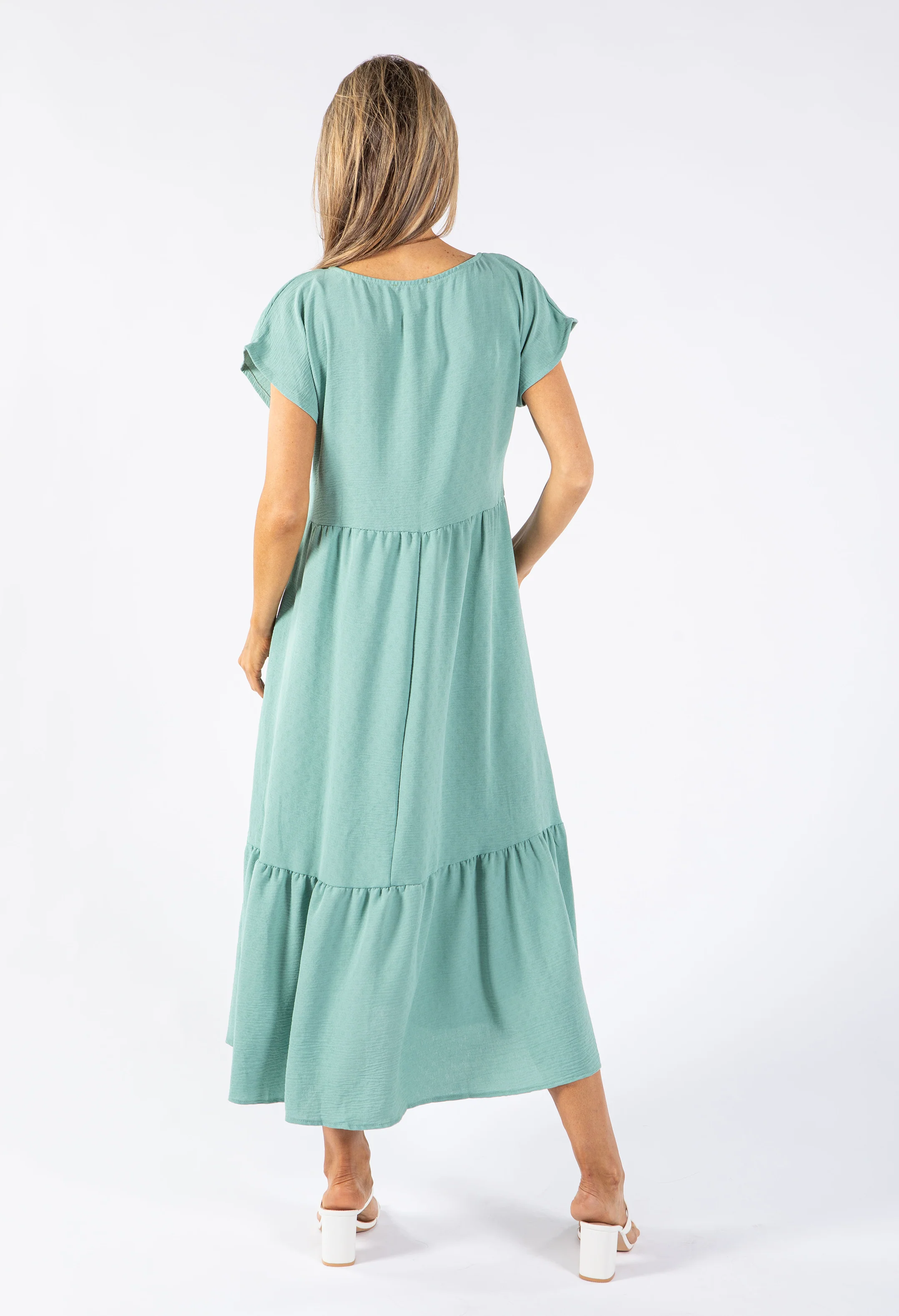 Gold Trim Tiered Dress - Image 9