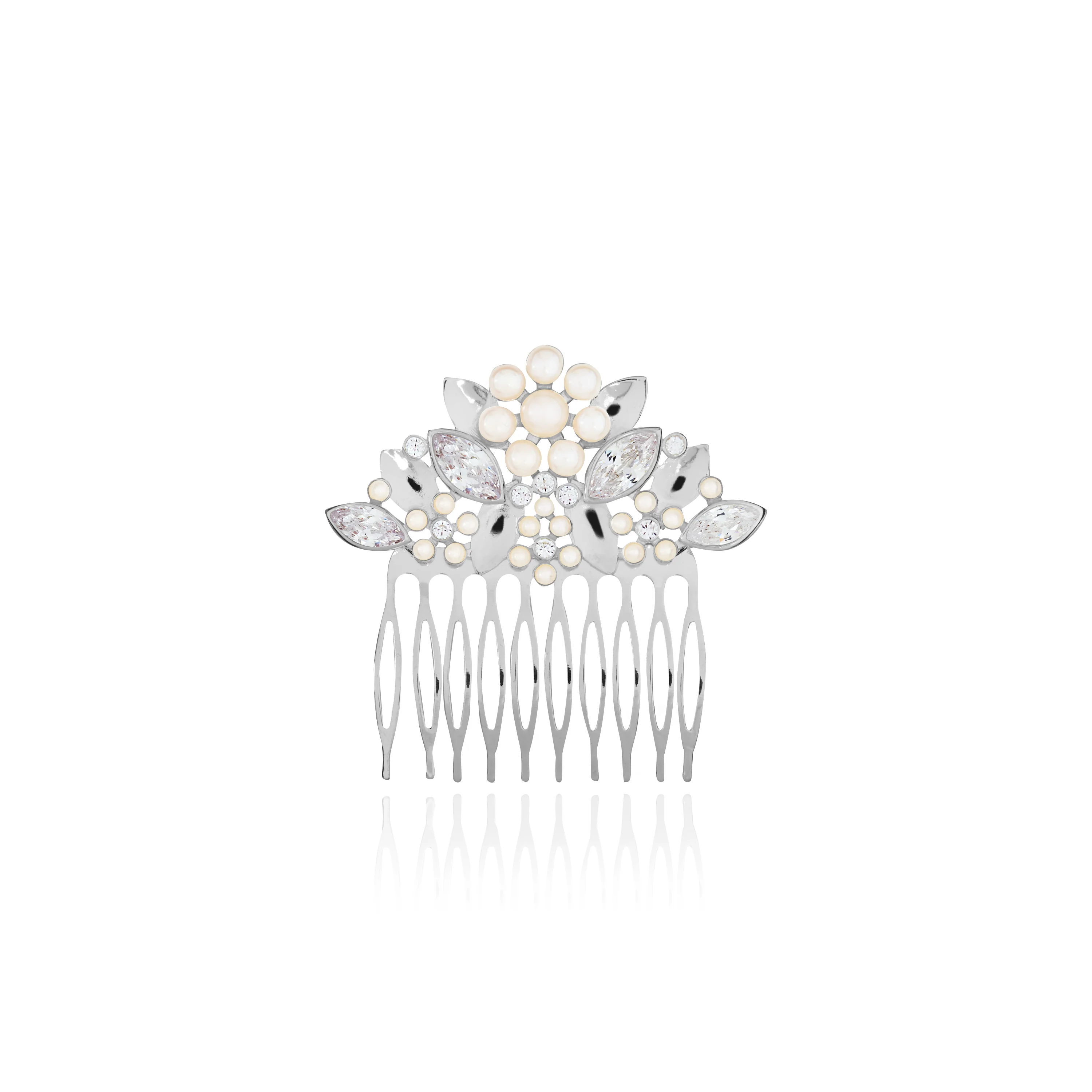 HAPPY EVER AFTER HAIR ACCESSORIES | PEARL FLOWER AND CRYSTAL HAIR COMB - Image 2