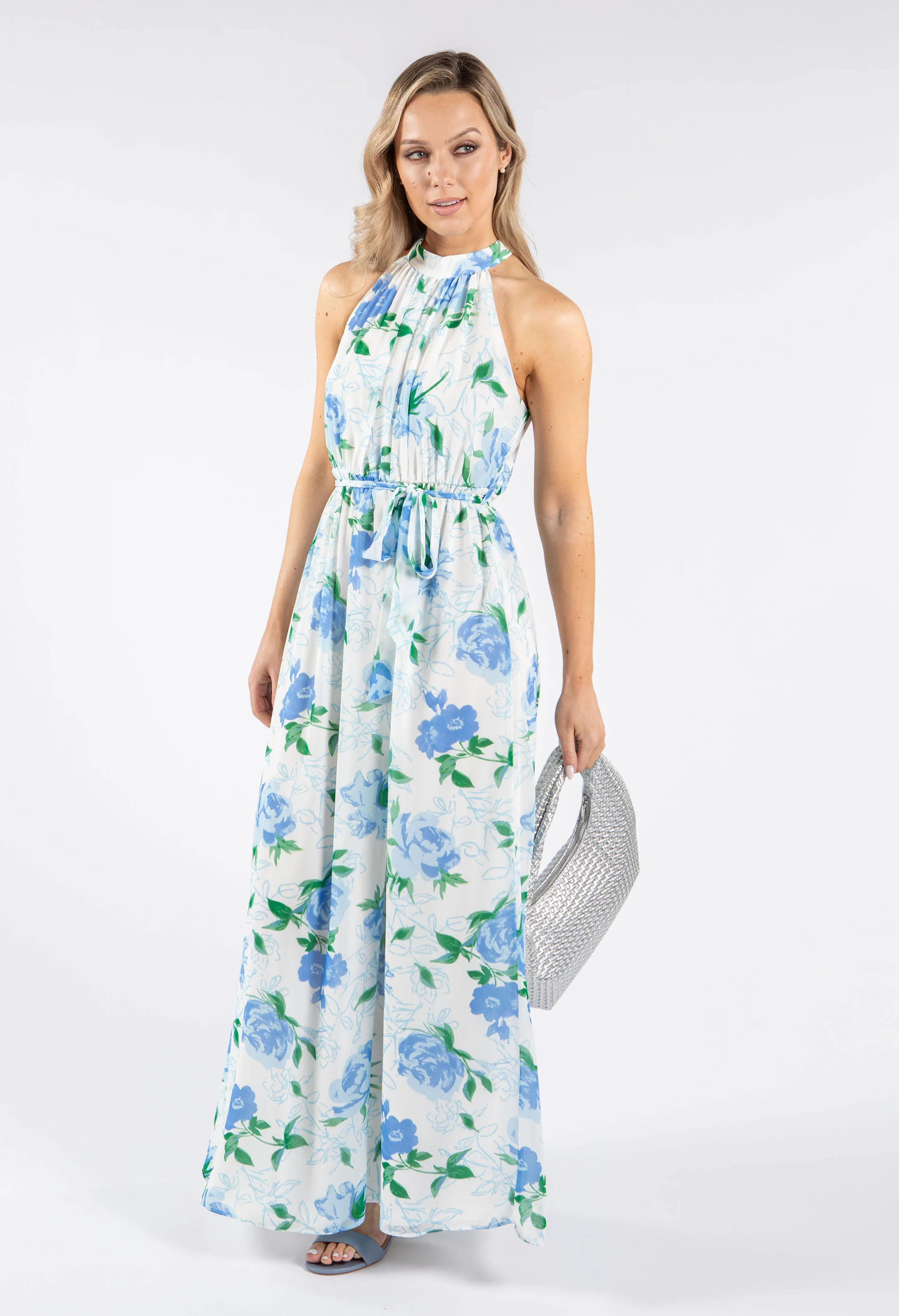 High Neck Floral Midi Dress - Image 3