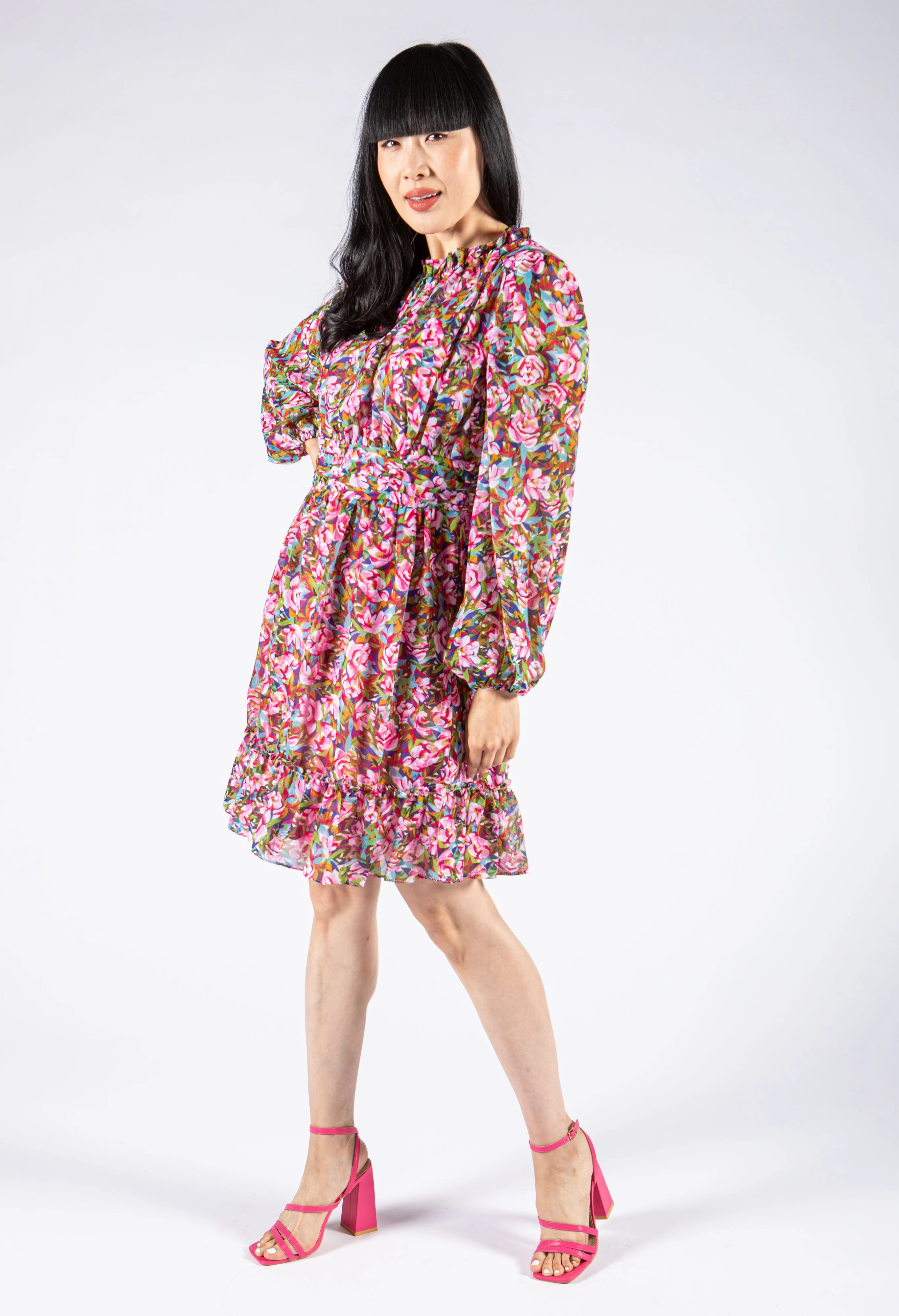 High Neckline Floral Dress - Image 3