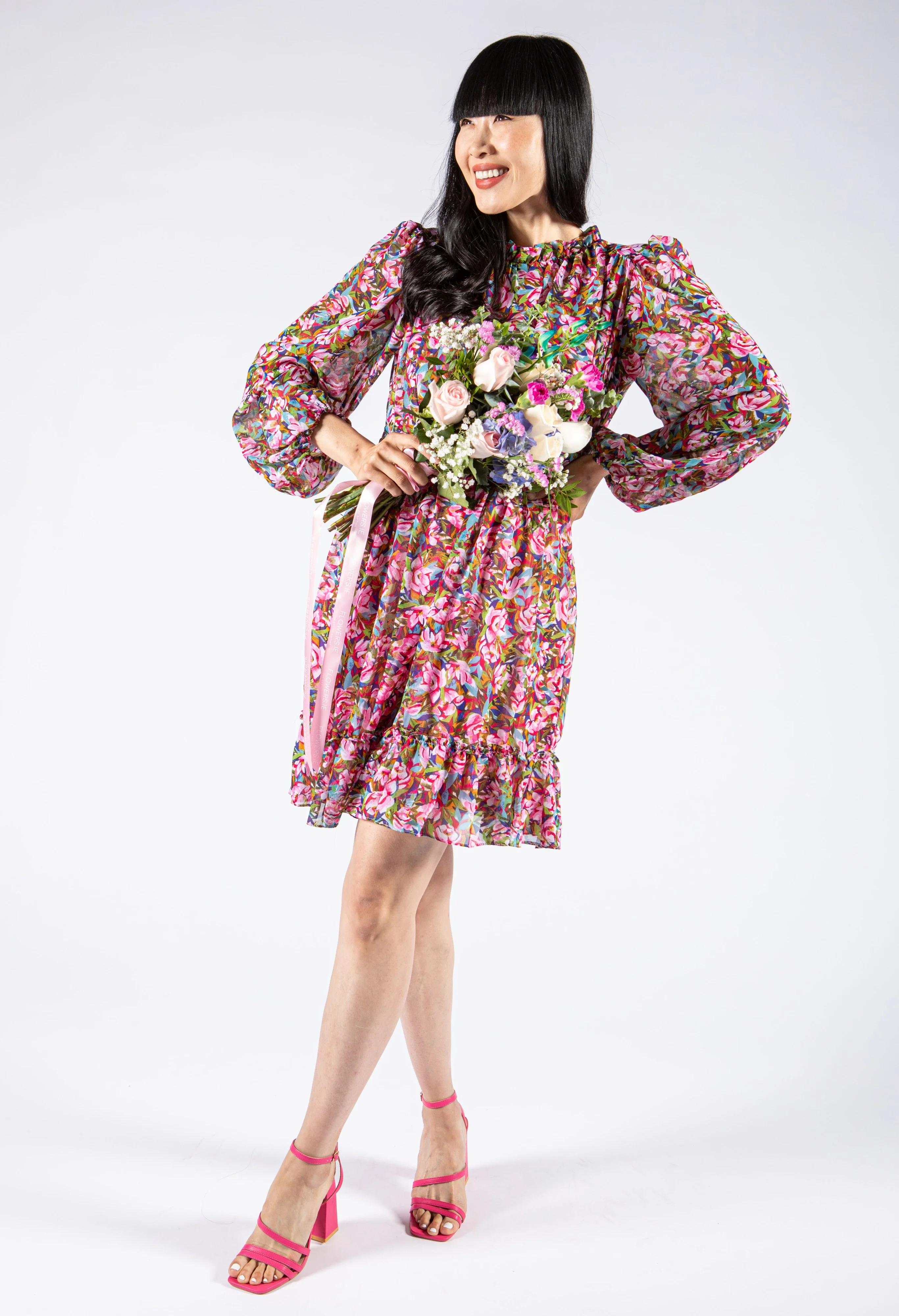 High Neckline Floral Dress - Image 5