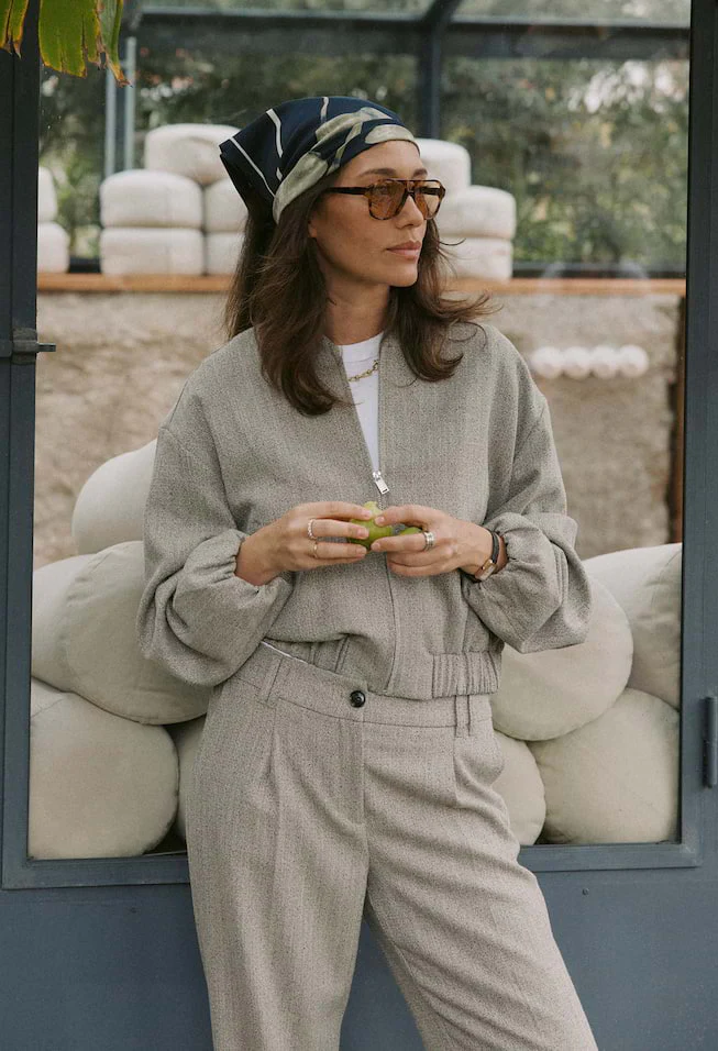 Jalea Herringbone Bomber Jacket