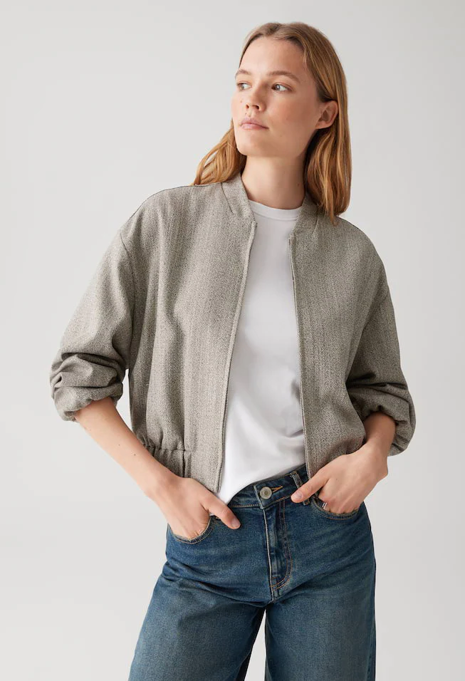 Jalea Herringbone Bomber Jacket - Image 2