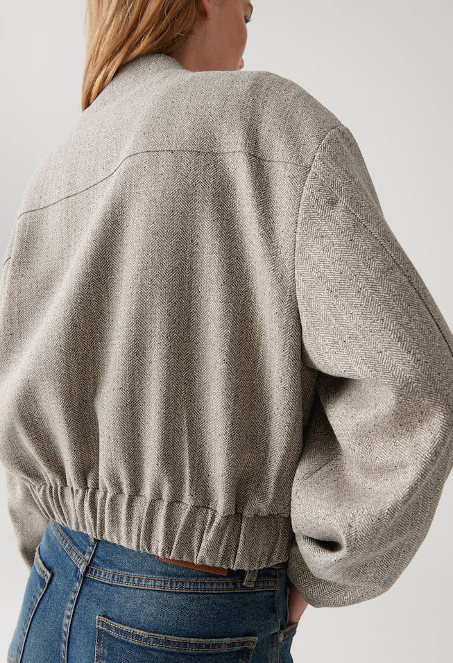Jalea Herringbone Bomber Jacket - Image 4