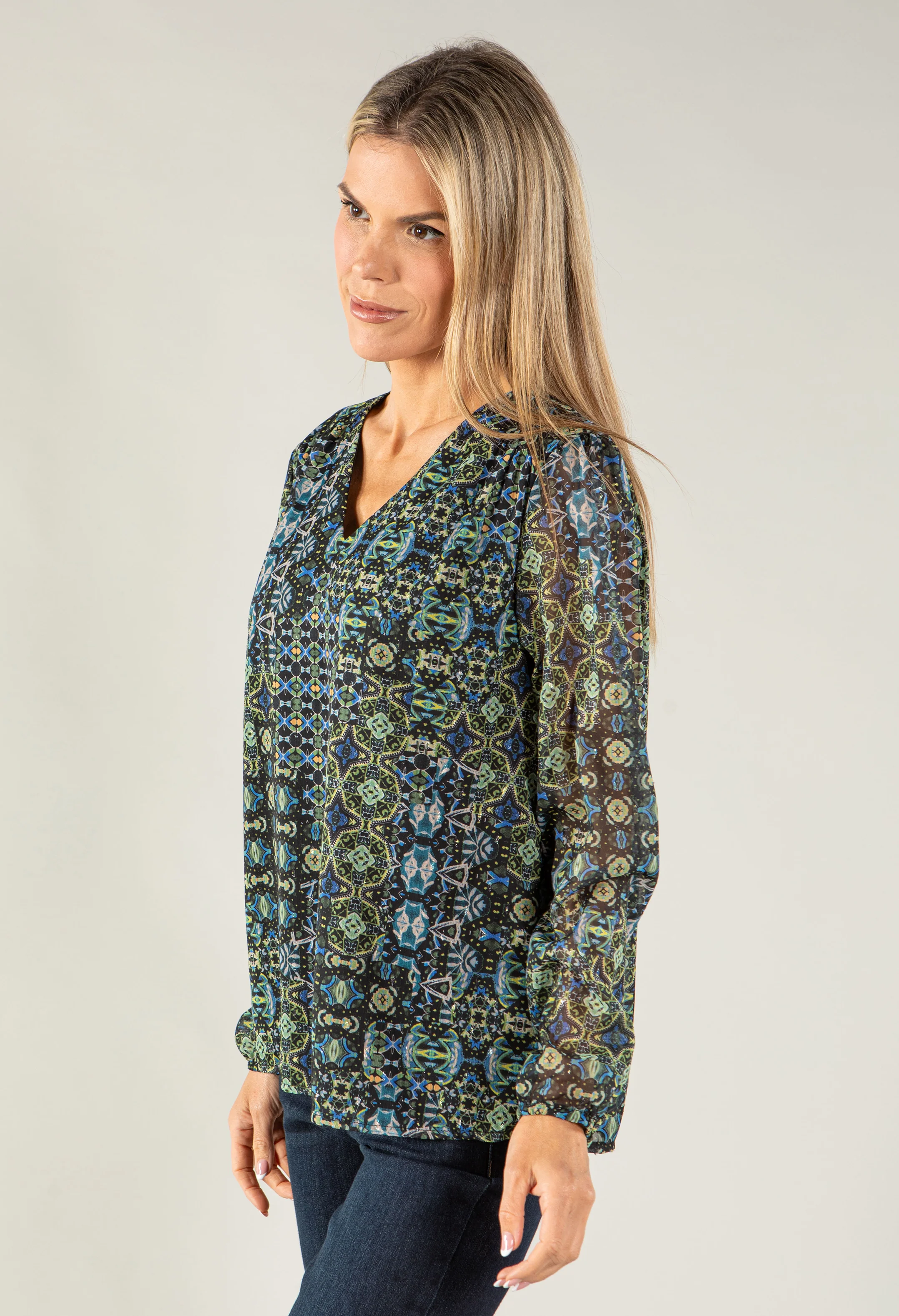Kaleidoscope V Neck Top - Image 3