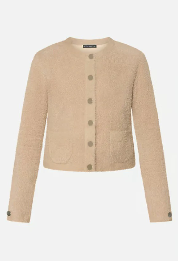 Knit cardigan with patch pockets