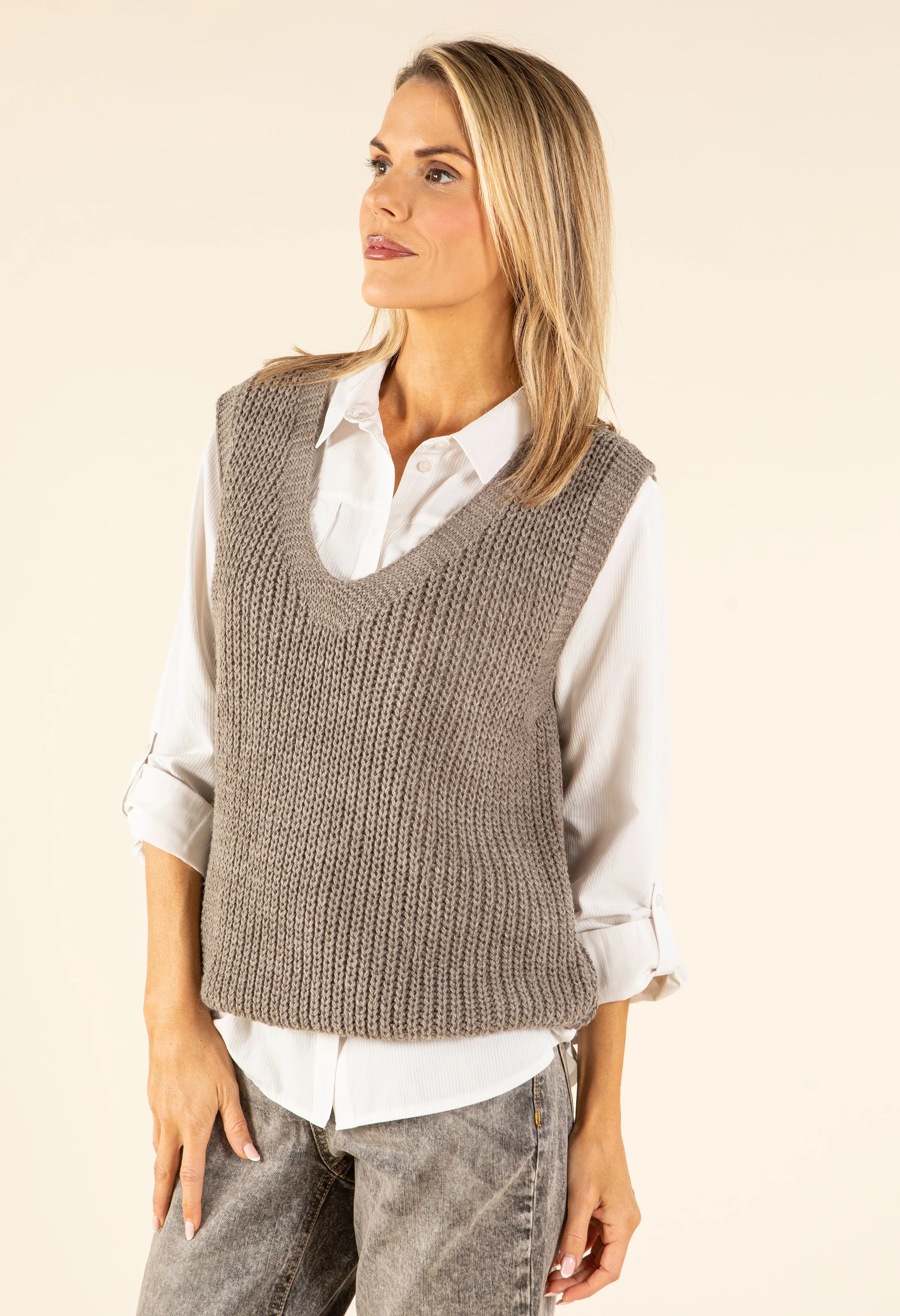 Soft Knit V-Neck Vest - Image 2