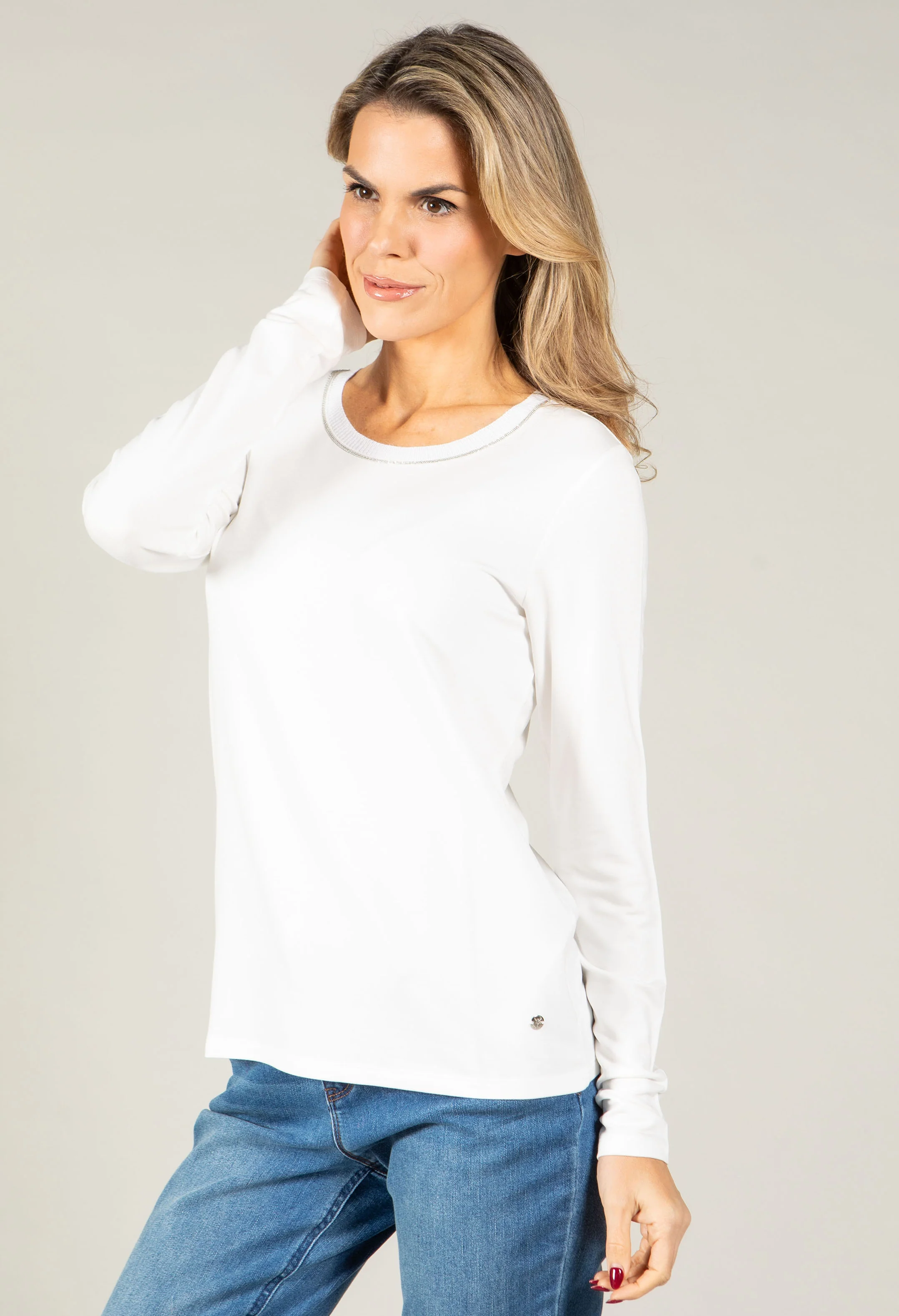 Knitted collar Long Sleeve Top - Image 3