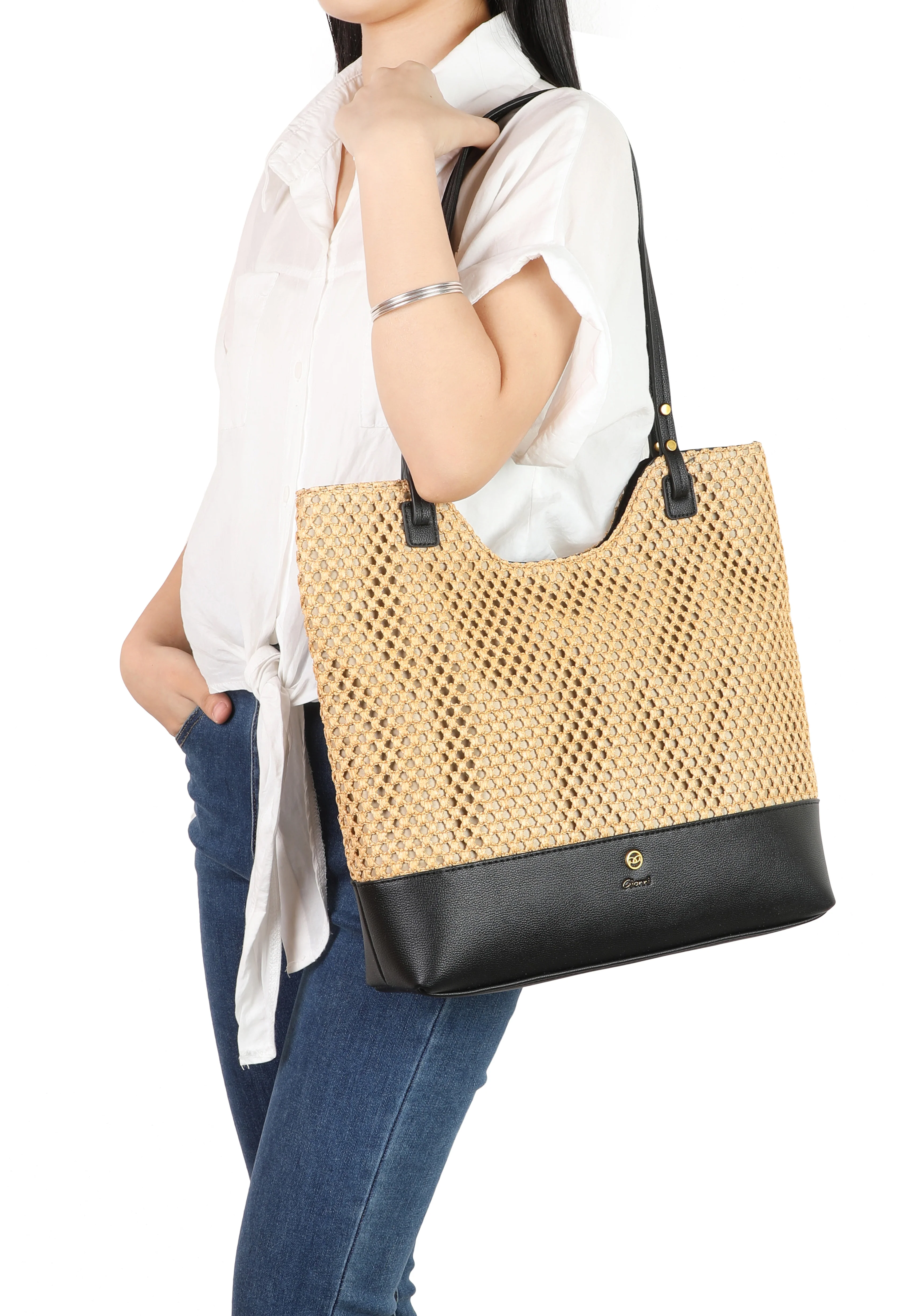 Large Straw Shopper Bag - Image 5