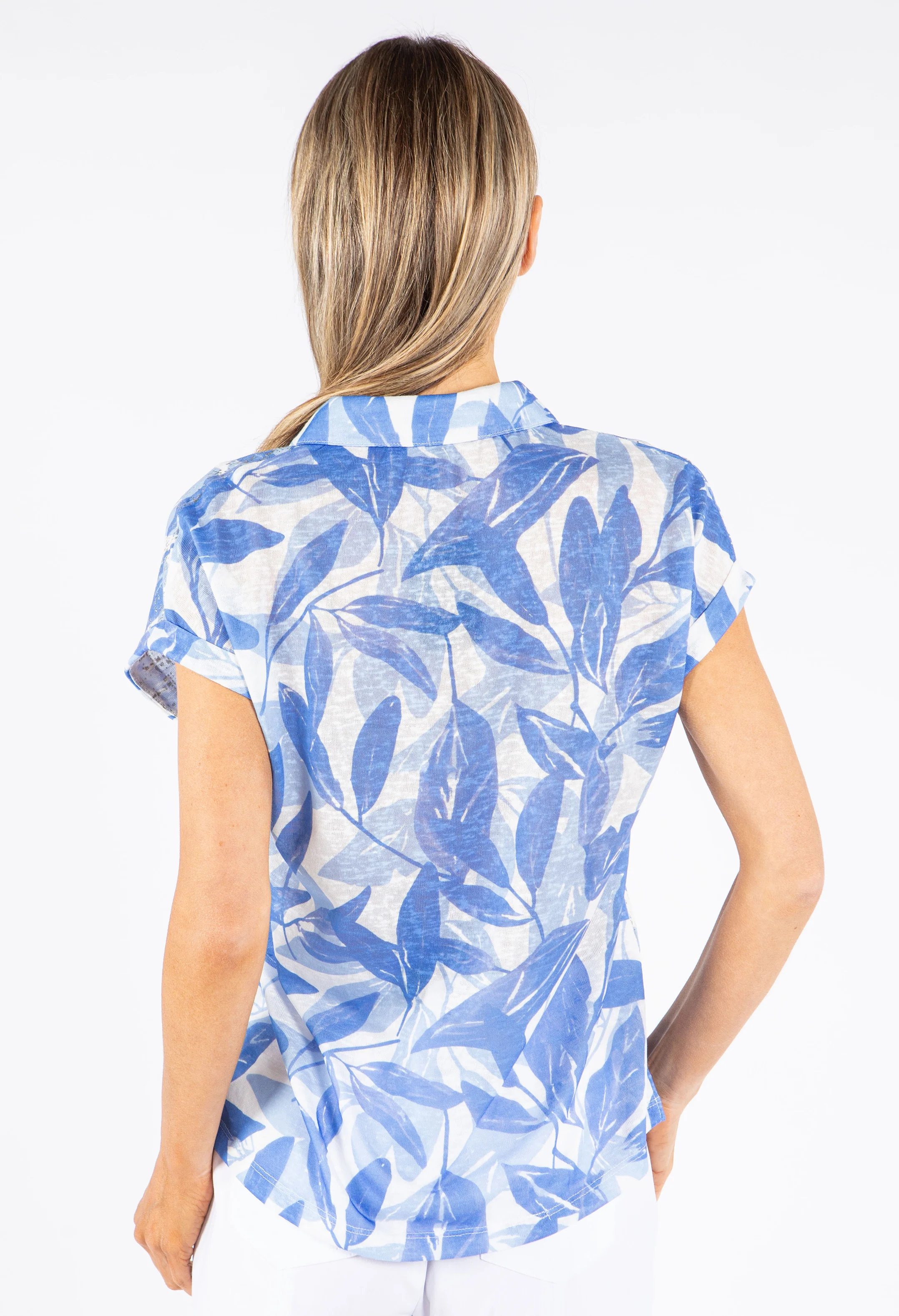 Leaf Print Buttoned Top - Image 4