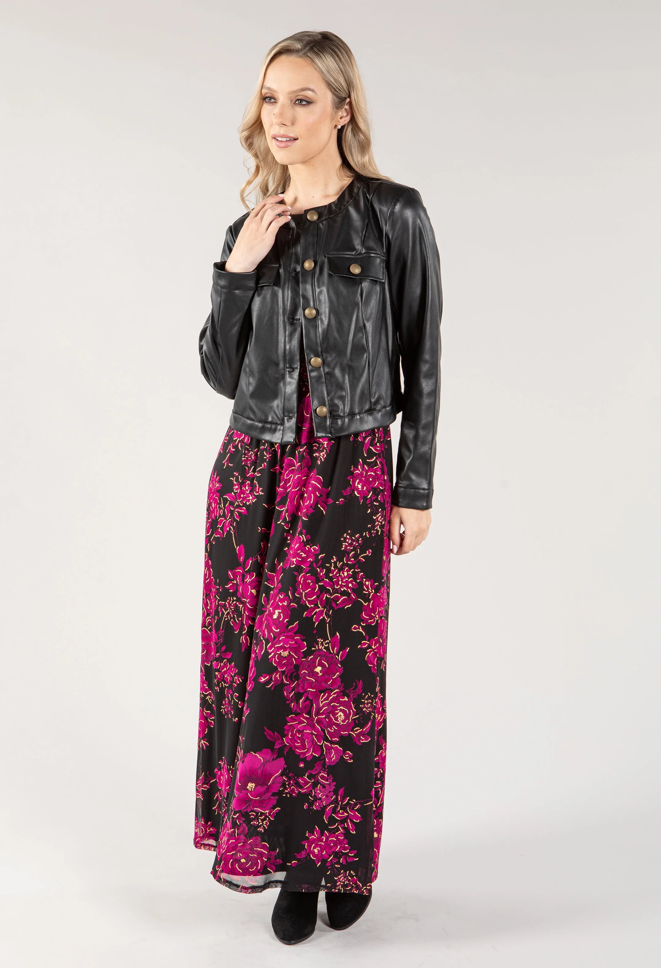 Leather Look Buttoned Jacket - Image 4