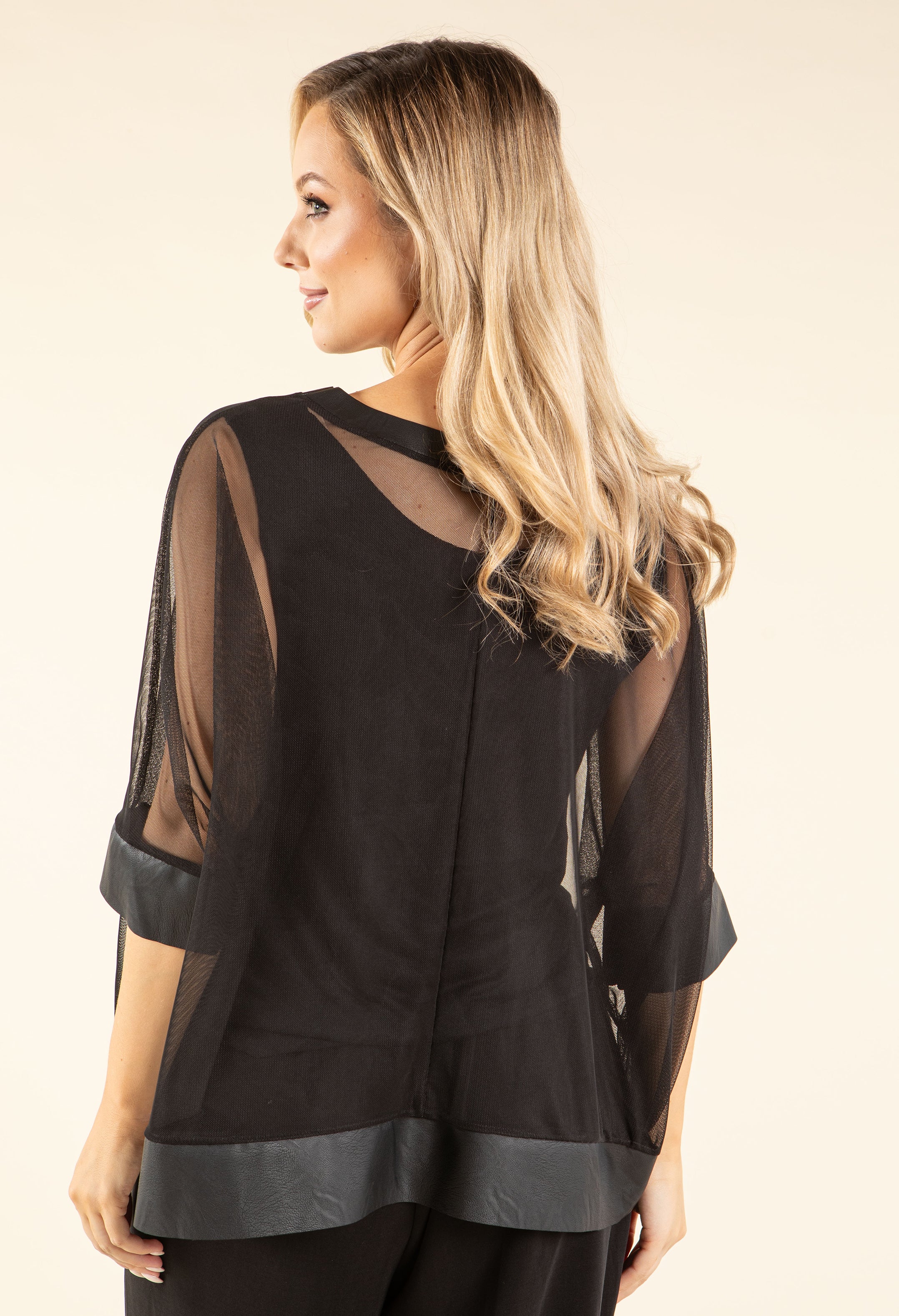Leather & Mesh Blouse - Image 4