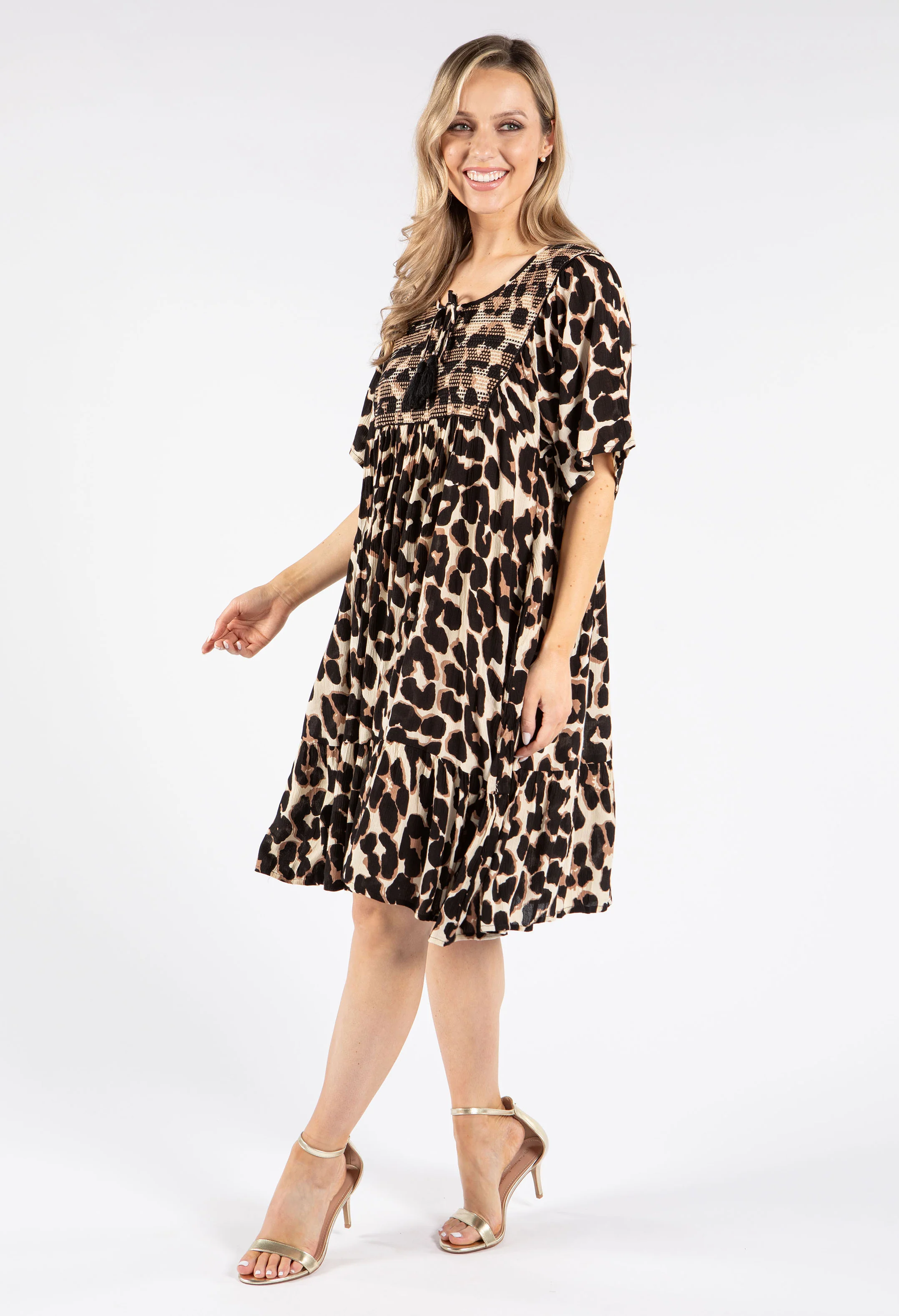 Leopard Tie Neck Dress - Image 5