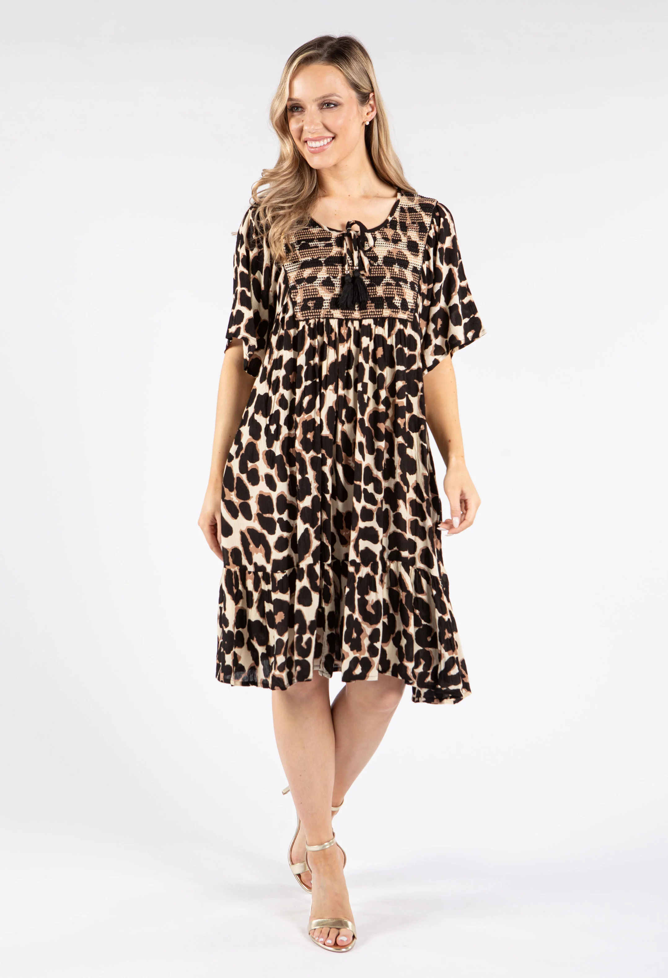 Leopard Tie Neck Dress - Image 6