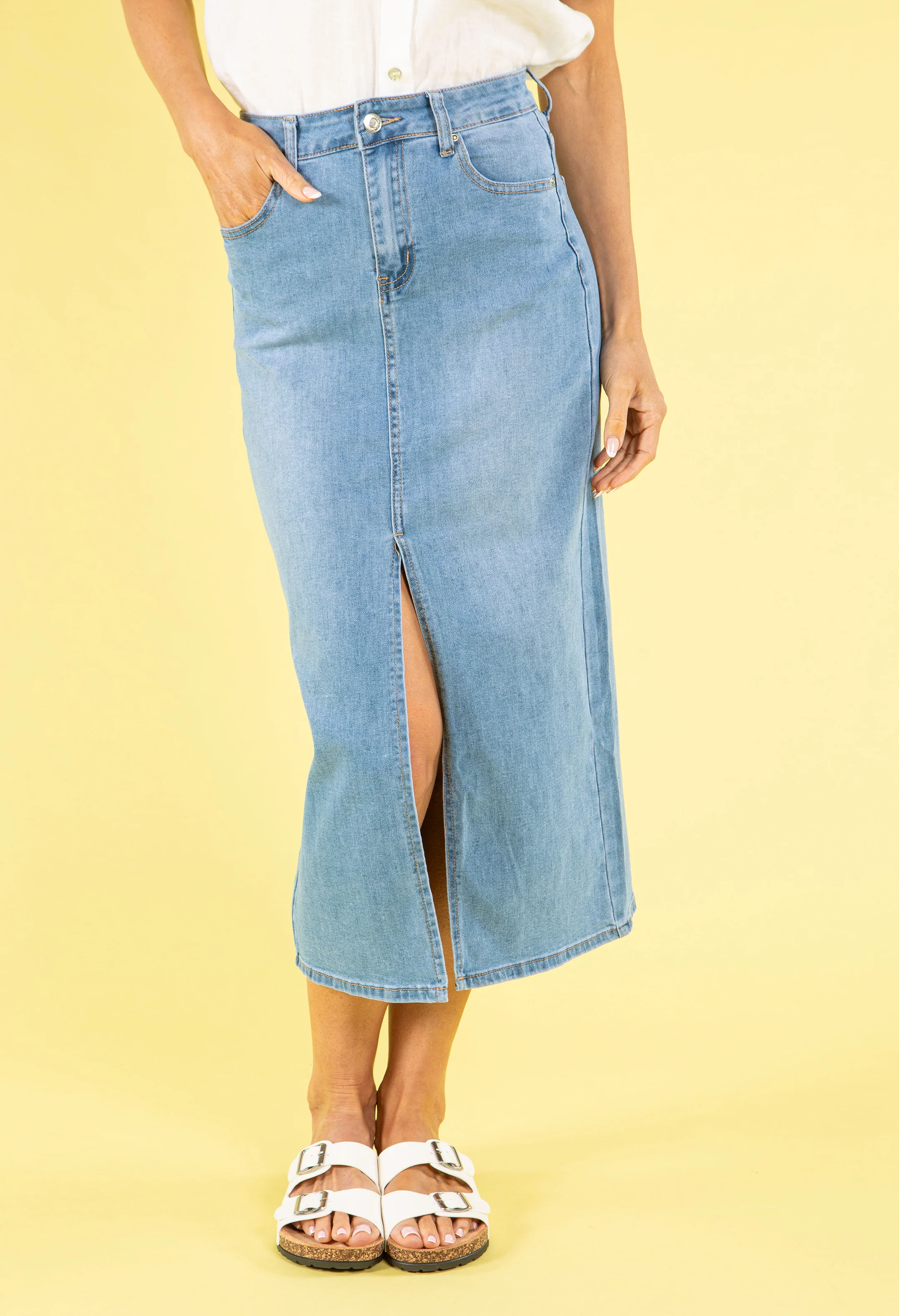 Light Denim Midi Skirt - Image 3