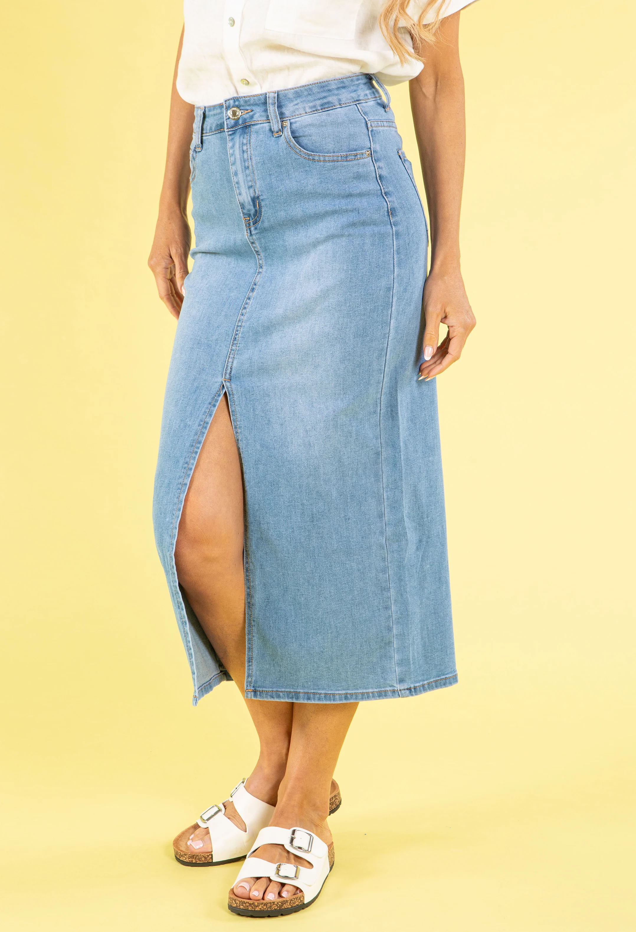 Light Denim Midi Skirt - Image 4