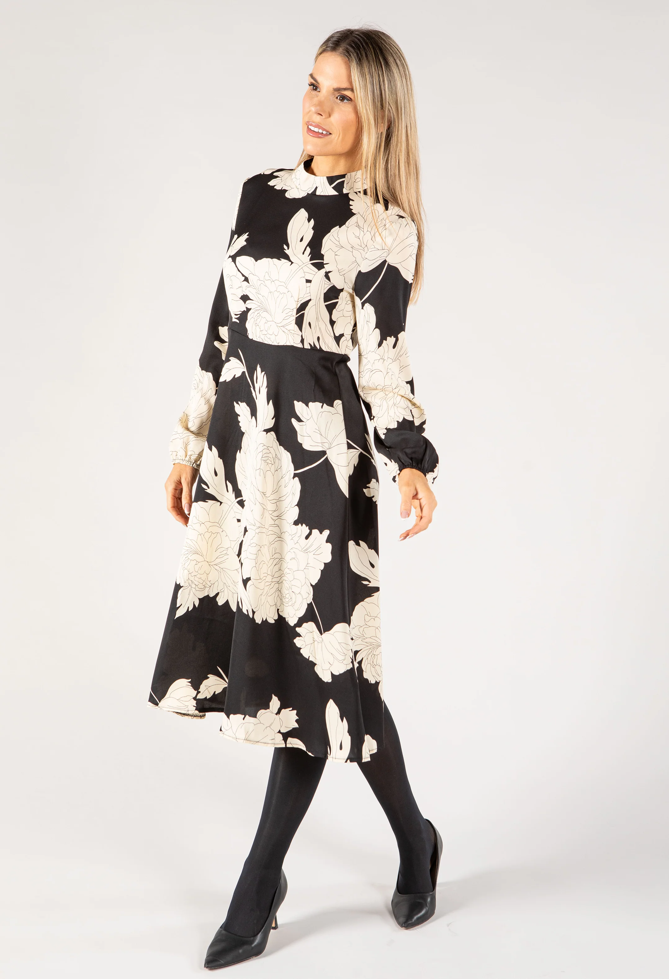 Linework Floral Print Dress - Image 2