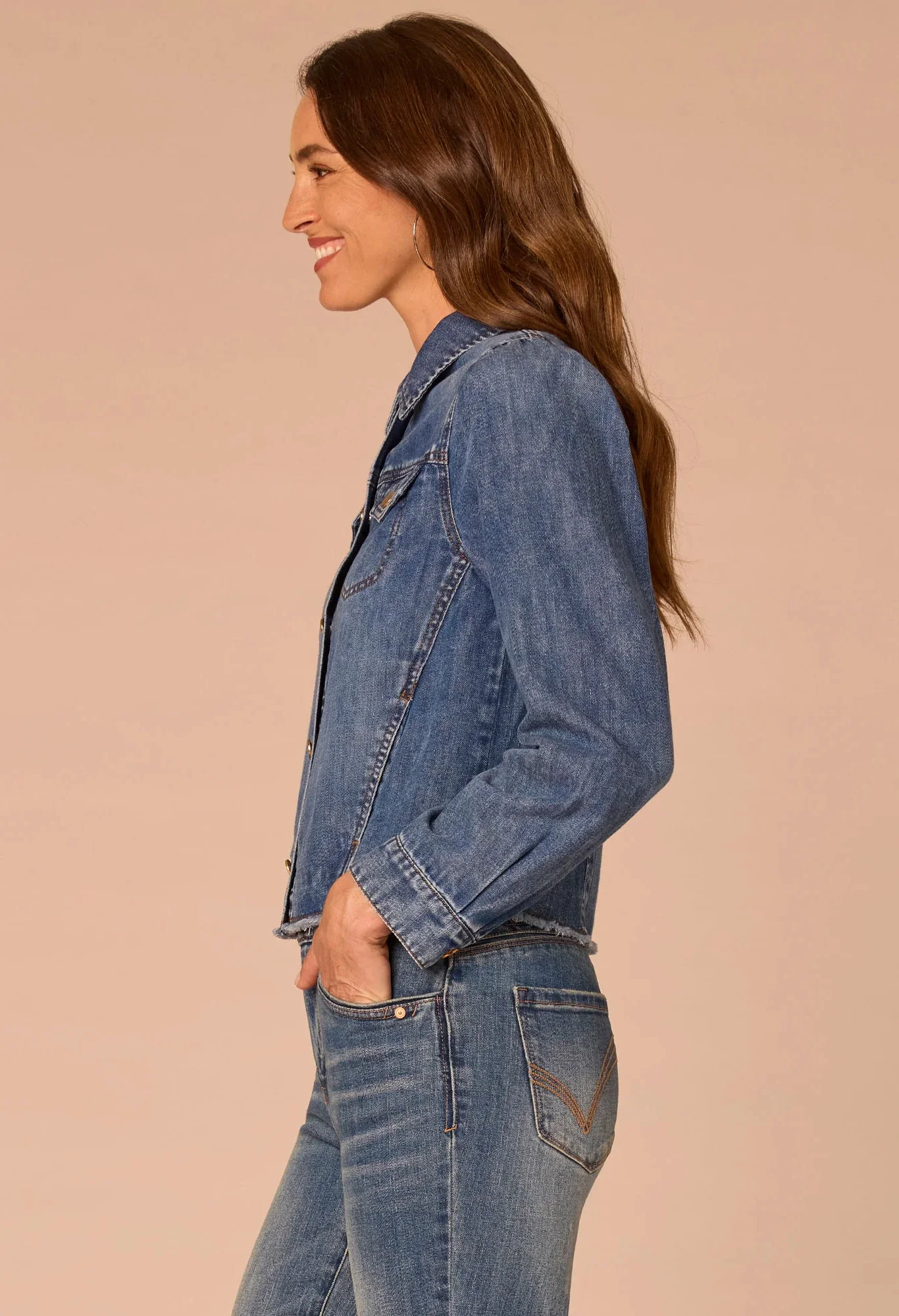 Long Sleeve Button Up Denim Jacket - Image 2