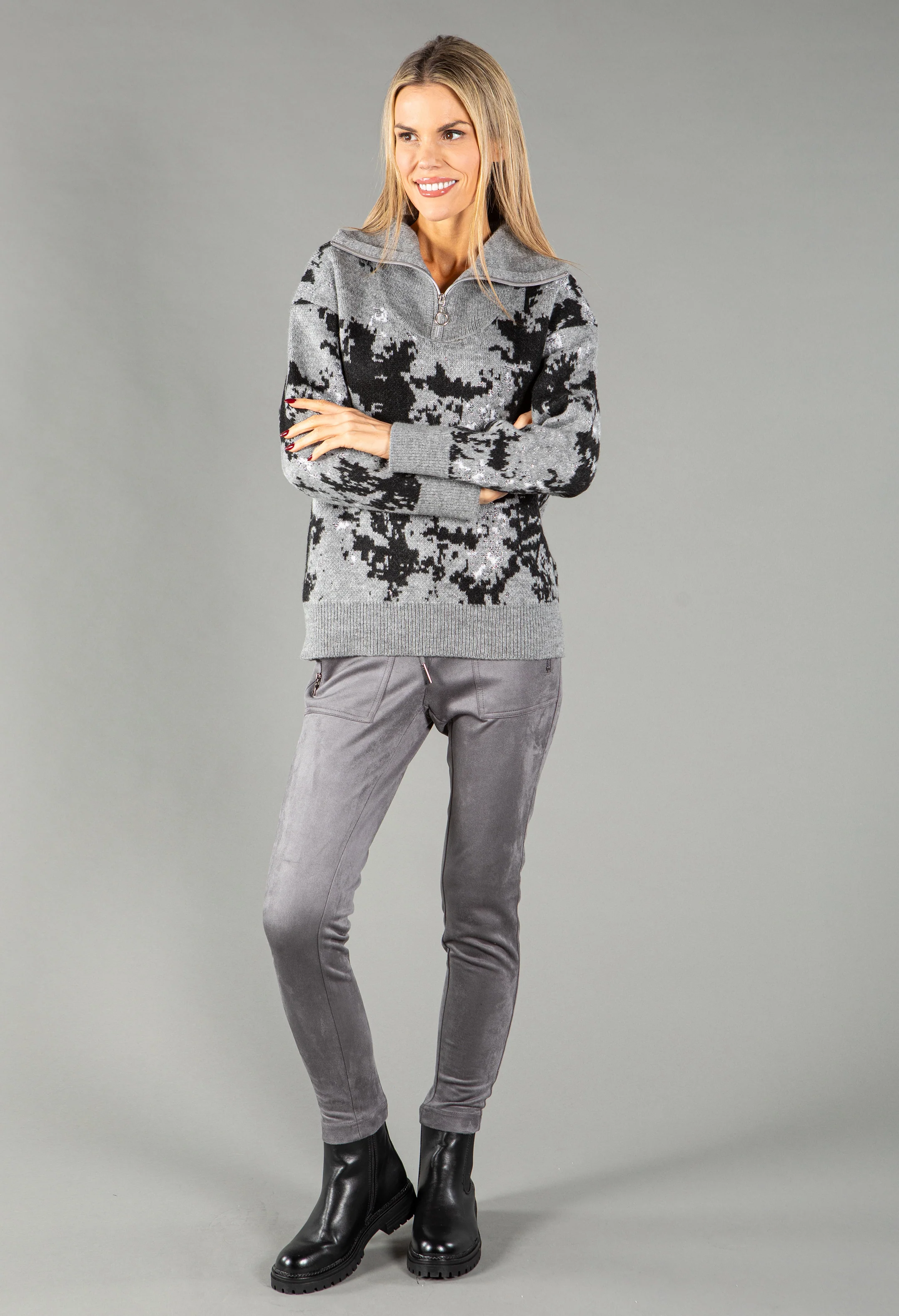 Lurex Knit Half Zip Pullover - Image 4