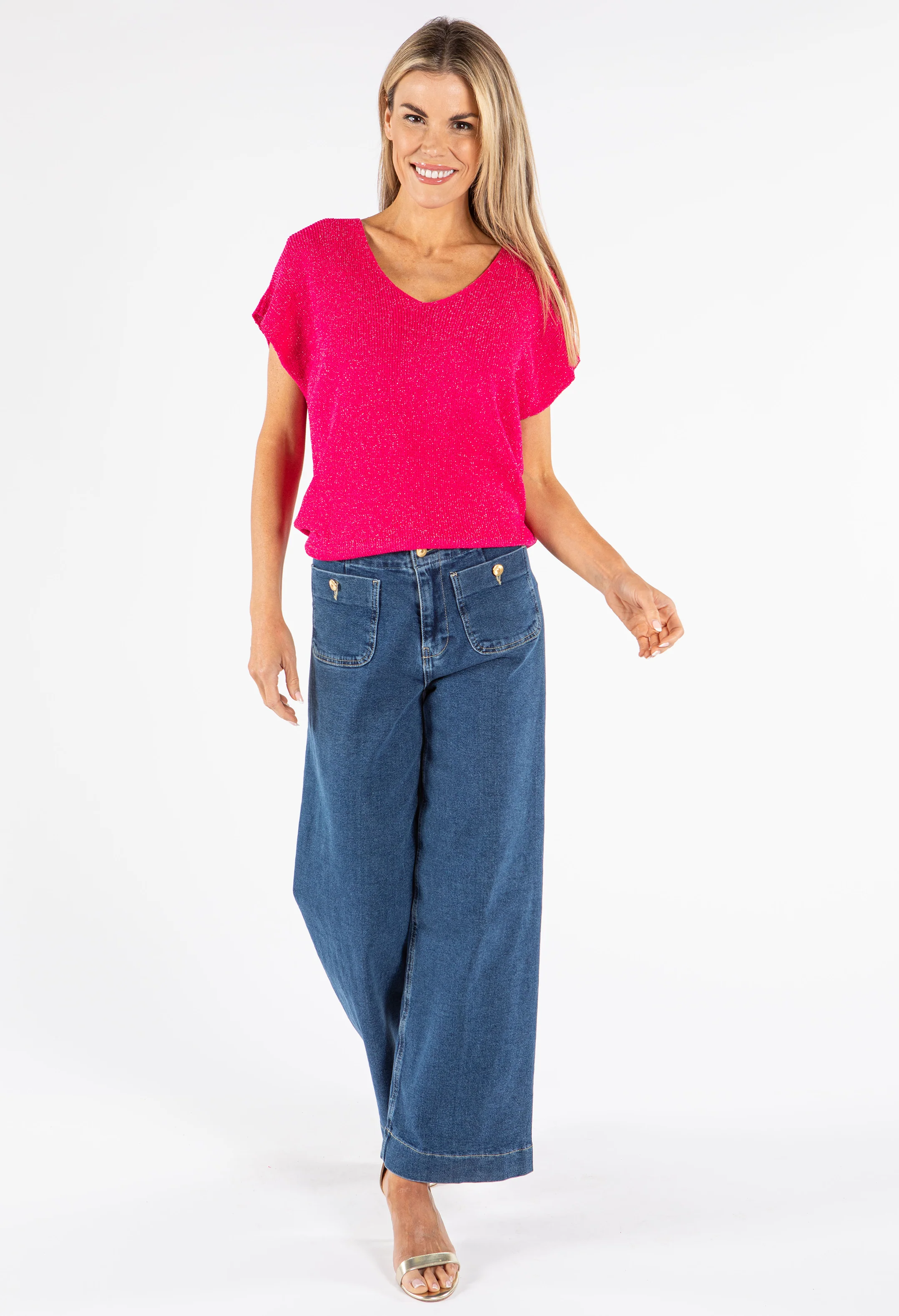 Lurex Knit Short Sleeve Top - Image 22