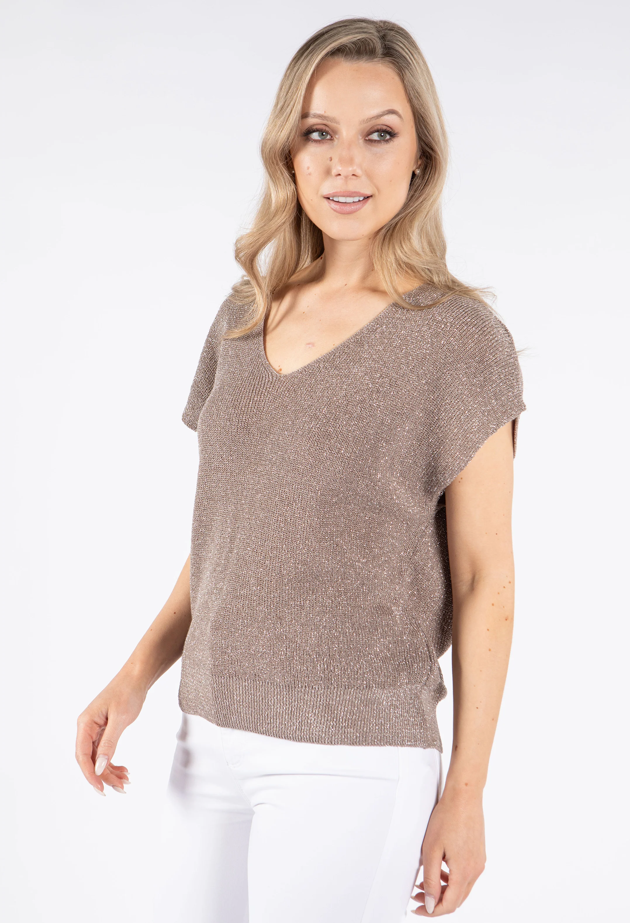 Lurex Knit Short Sleeve Top - Image 3