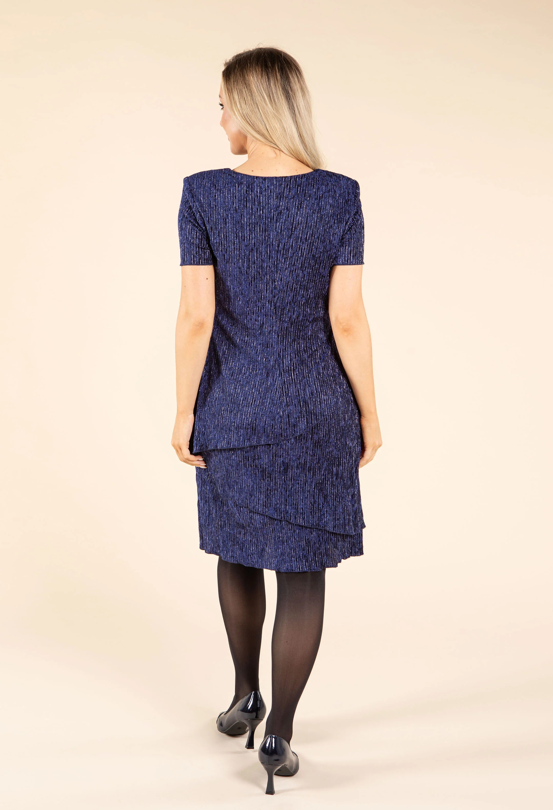 Lurex Stripe Tiered Plisse Dress - Image 5