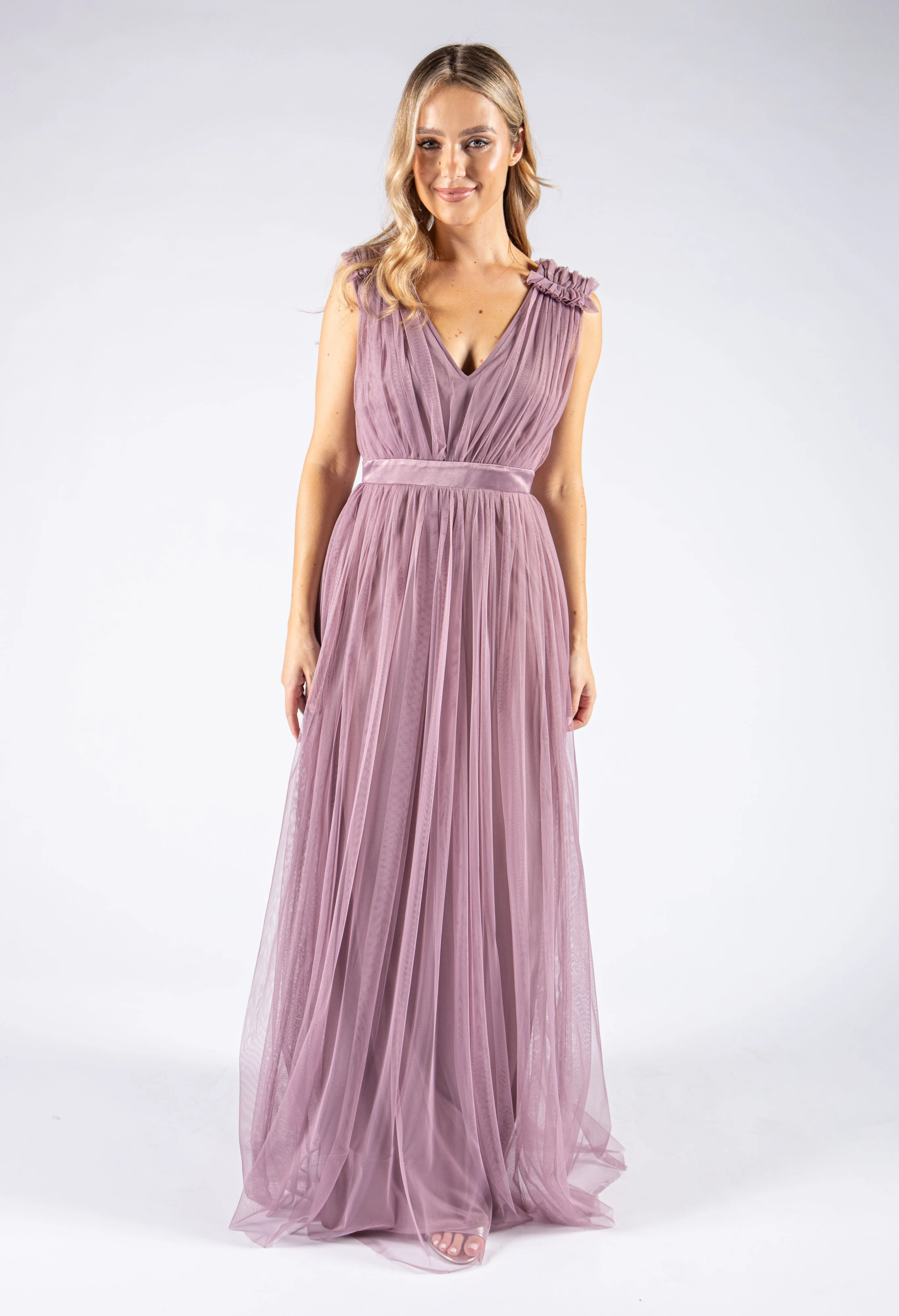Maxi Dress With Ruffle Shoulder Detail - Image 11