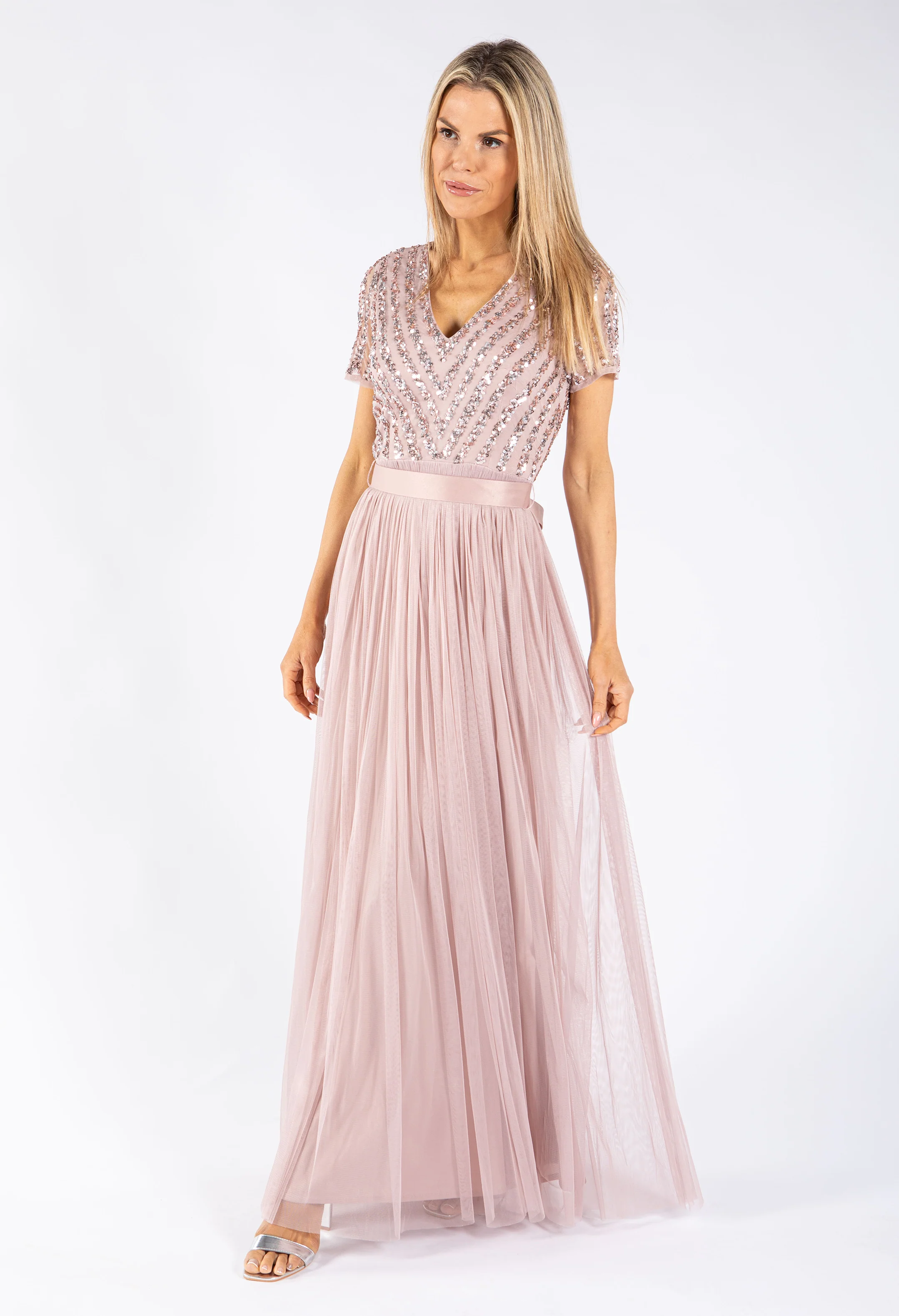 Maya Embellished Maxi Dress With Sash Belt - Image 10