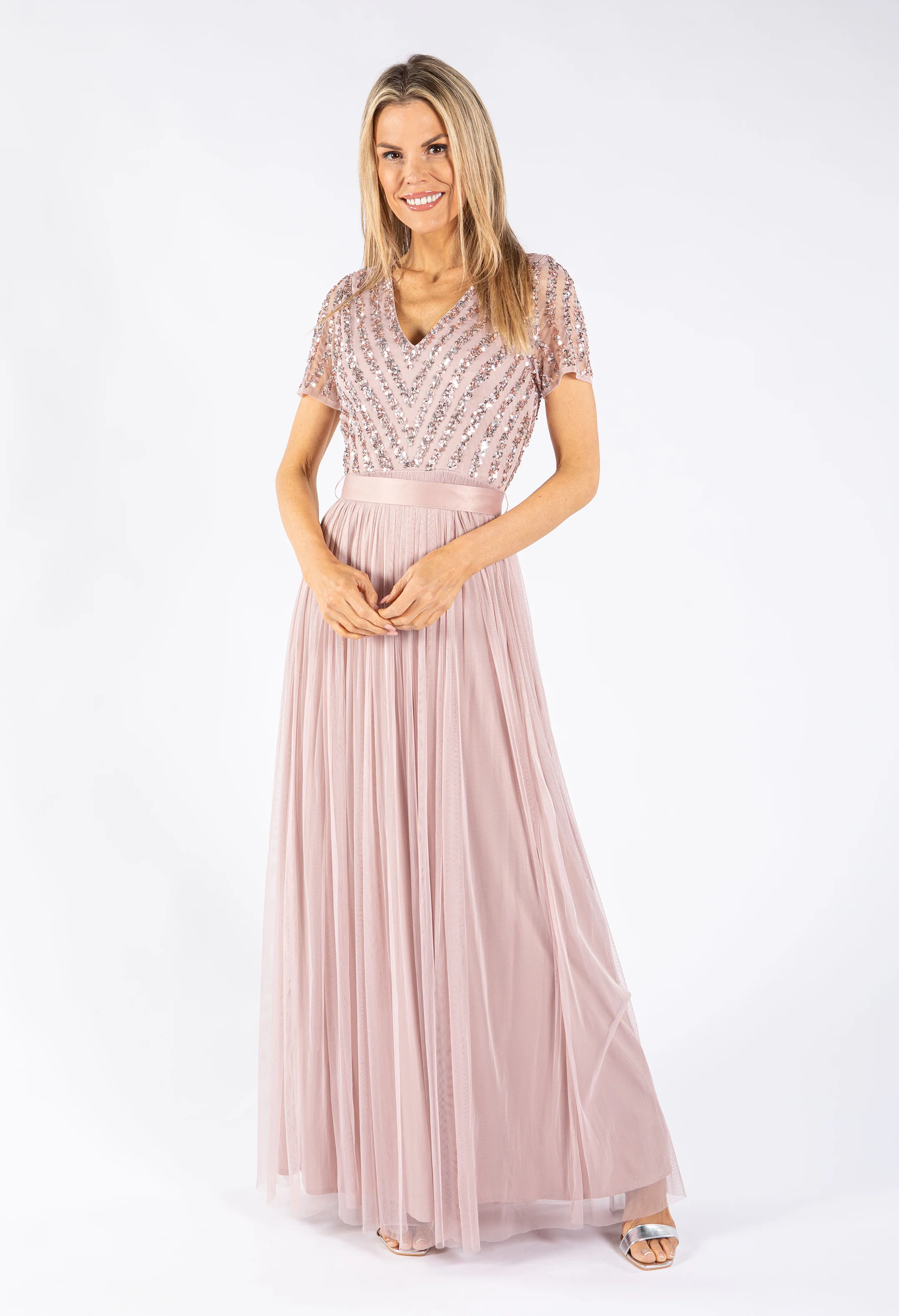 Maya Embellished Maxi Dress With Sash Belt - Image 12