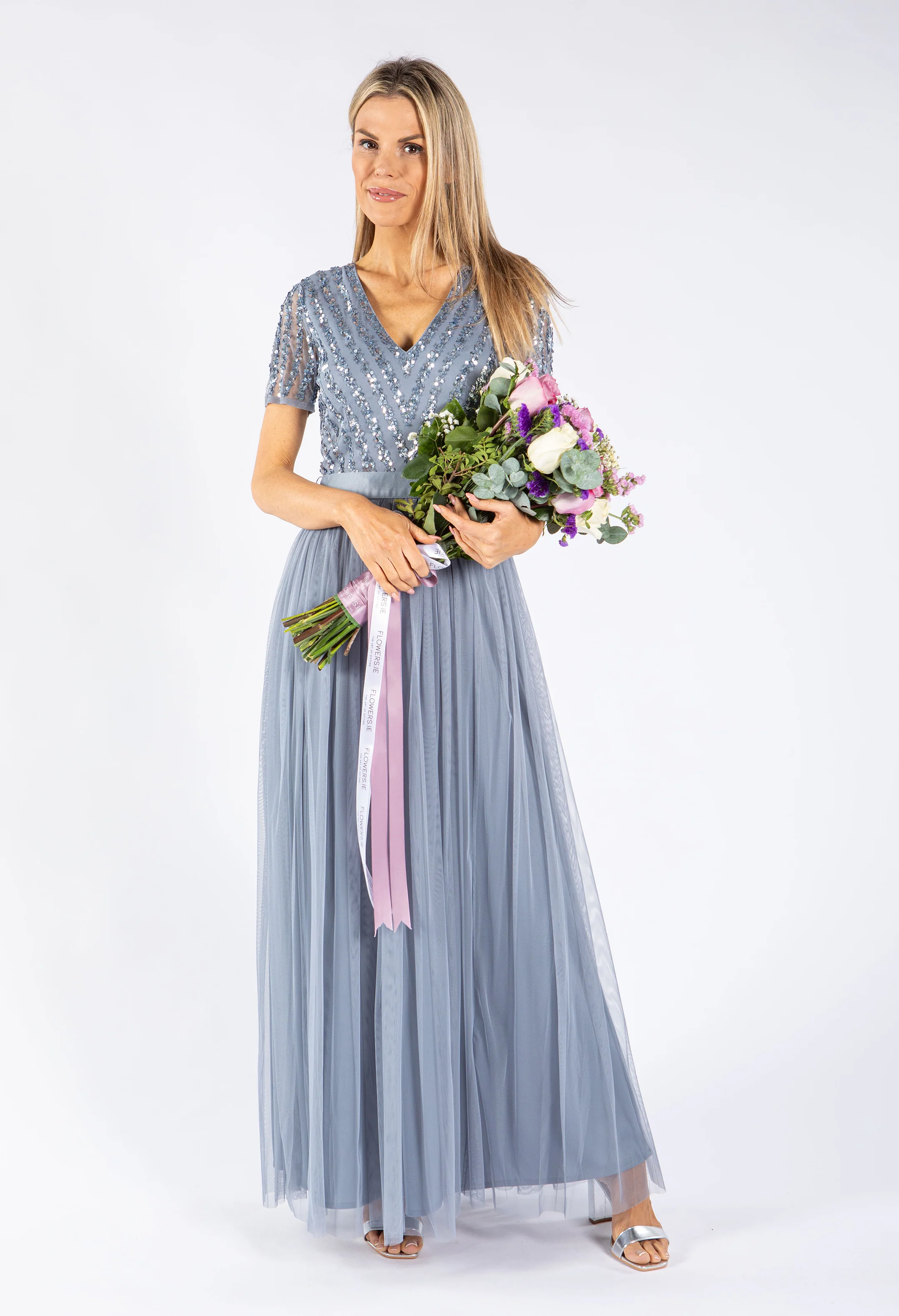 Maya Embellished Maxi Dress With Sash Belt - Image 2