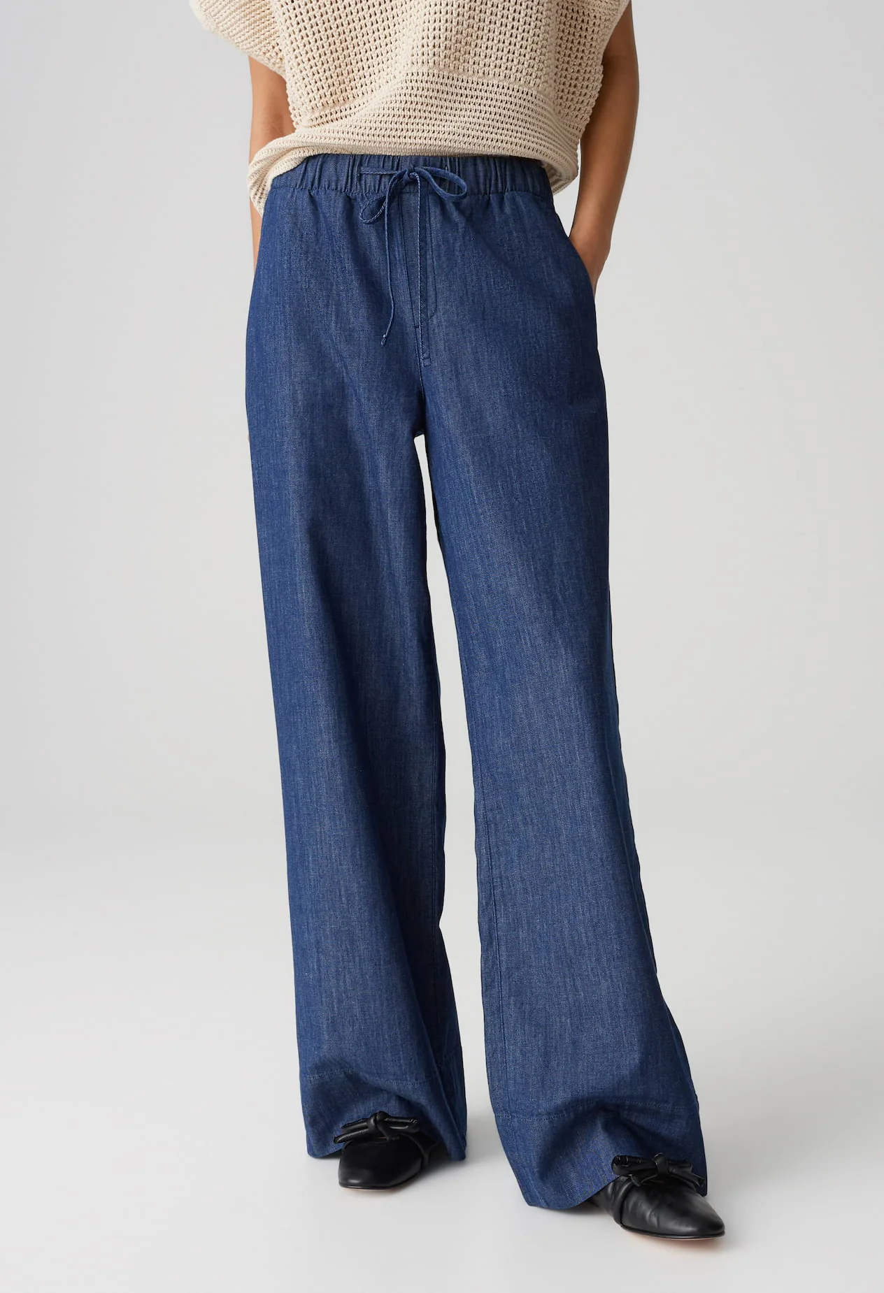 Melane Denim Wide Leg Joggers - Image 3