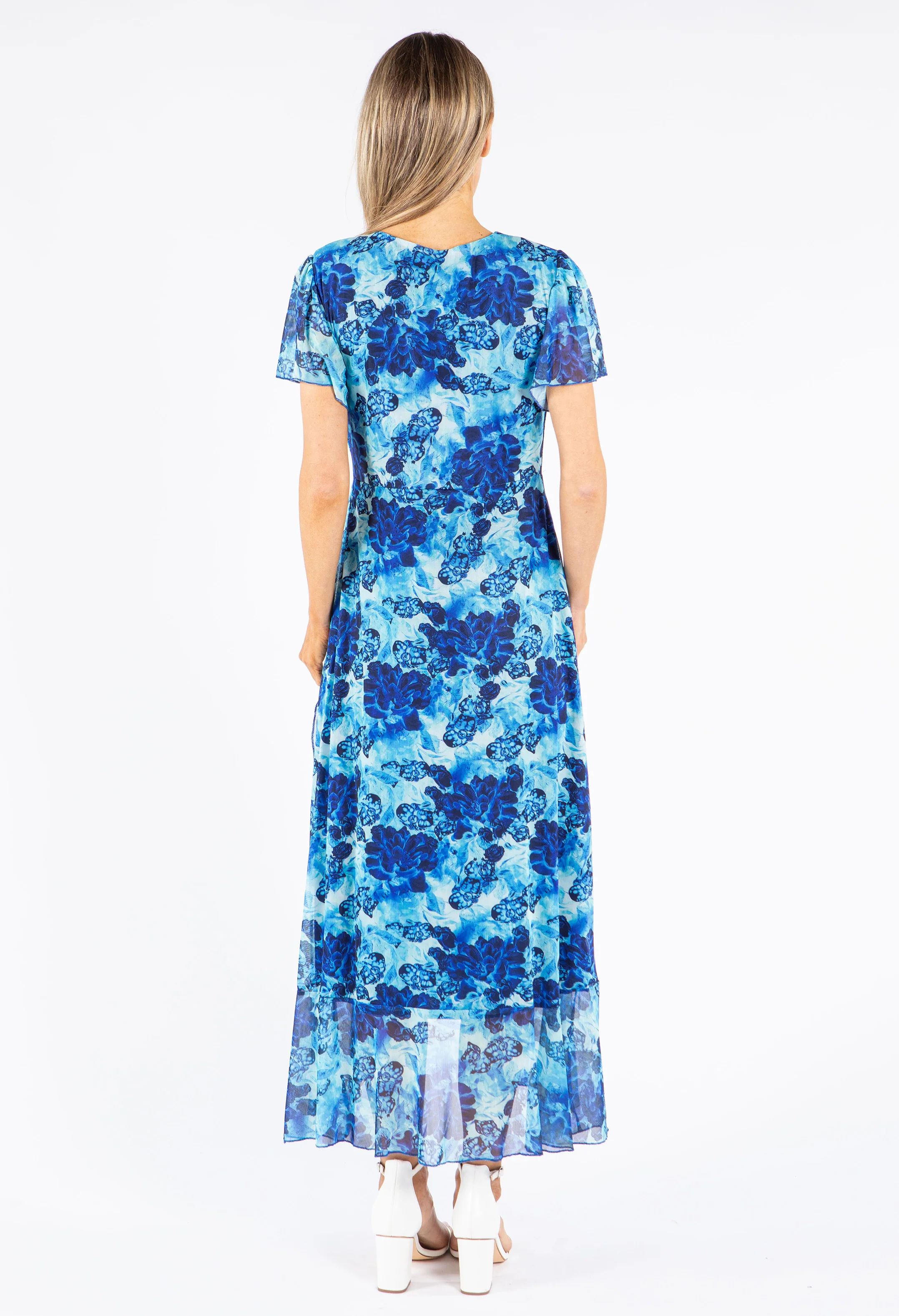Mesh Floral Print Wrap Dress - Image 4