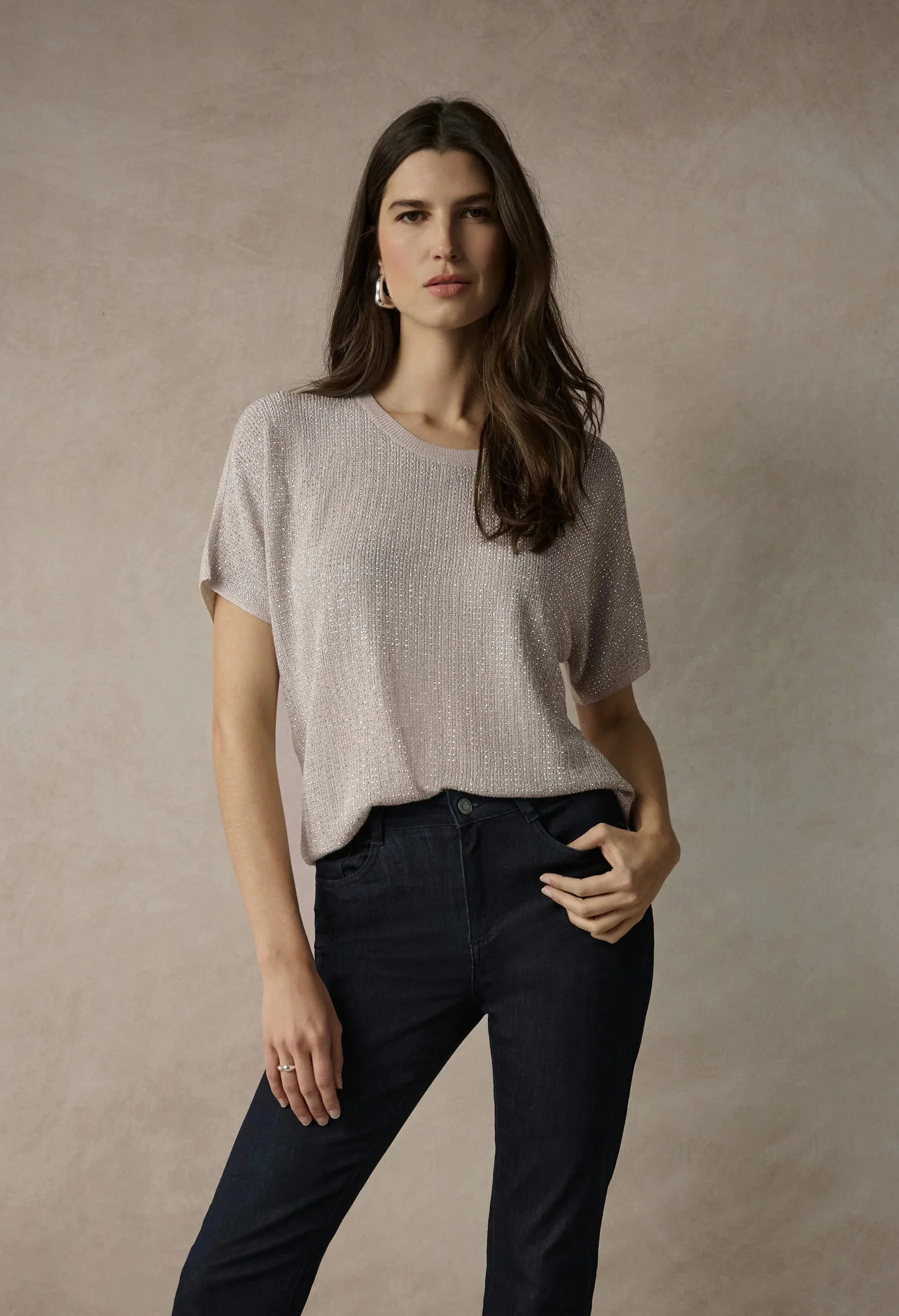 Metallic Knitted T-shirt with Rhinestones - Image 2