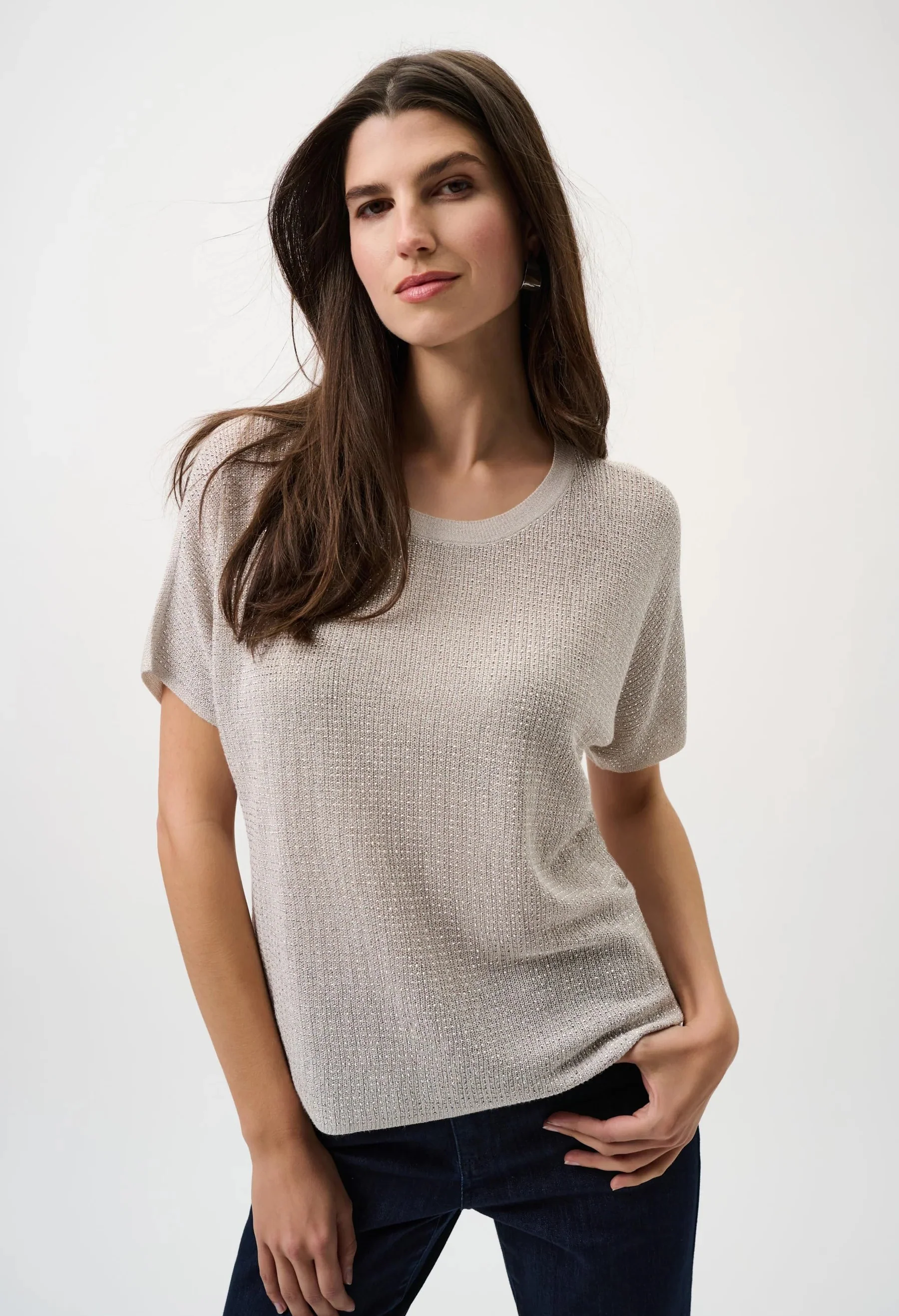 Metallic Knitted T-shirt with Rhinestones - Image 4
