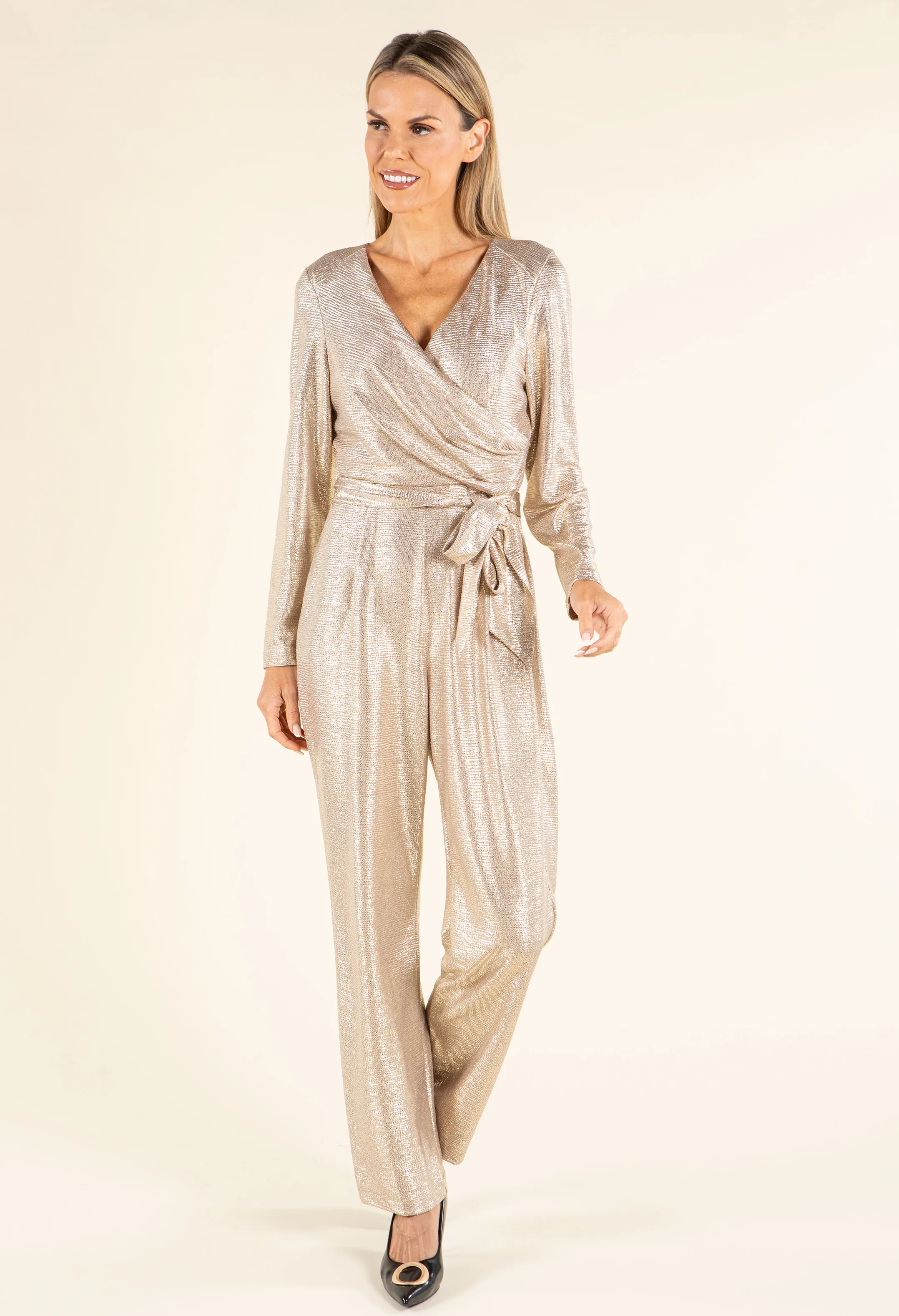 Metallic Tie-Waist Jumpsuit - Image 3