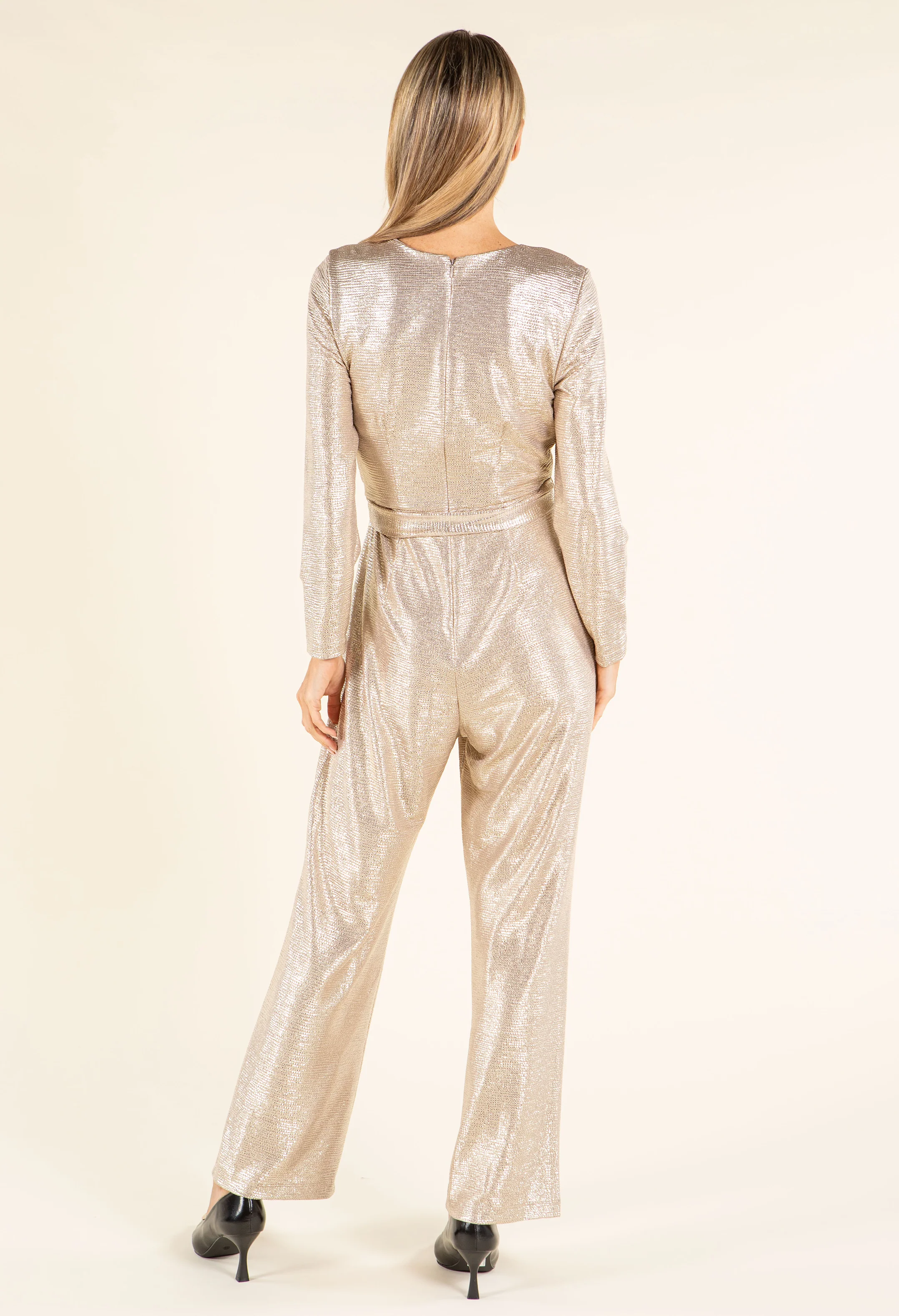 Metallic Tie-Waist Jumpsuit - Image 5