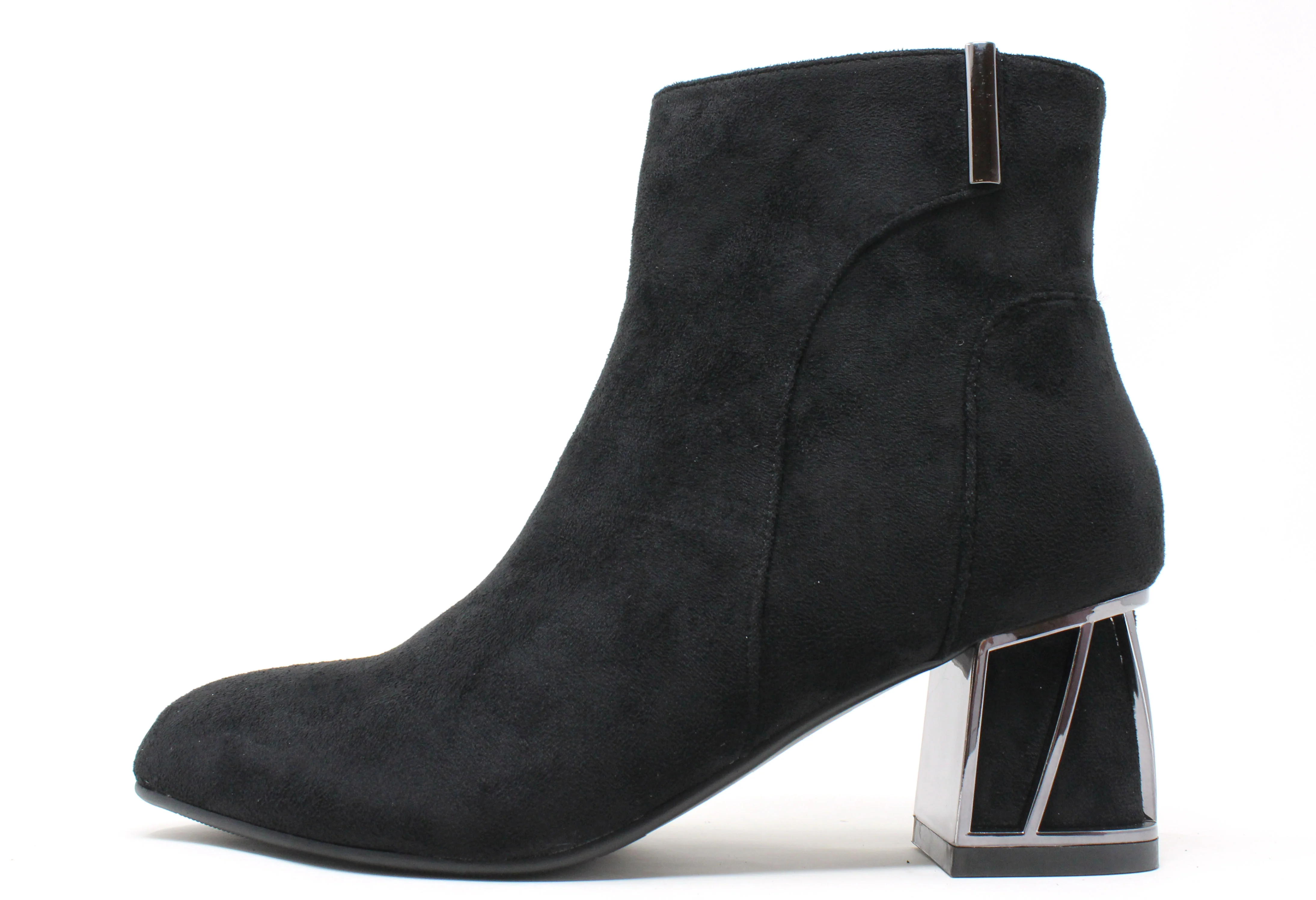 Microfibre Ankle Boot with Steel Trim Heel - Image 2