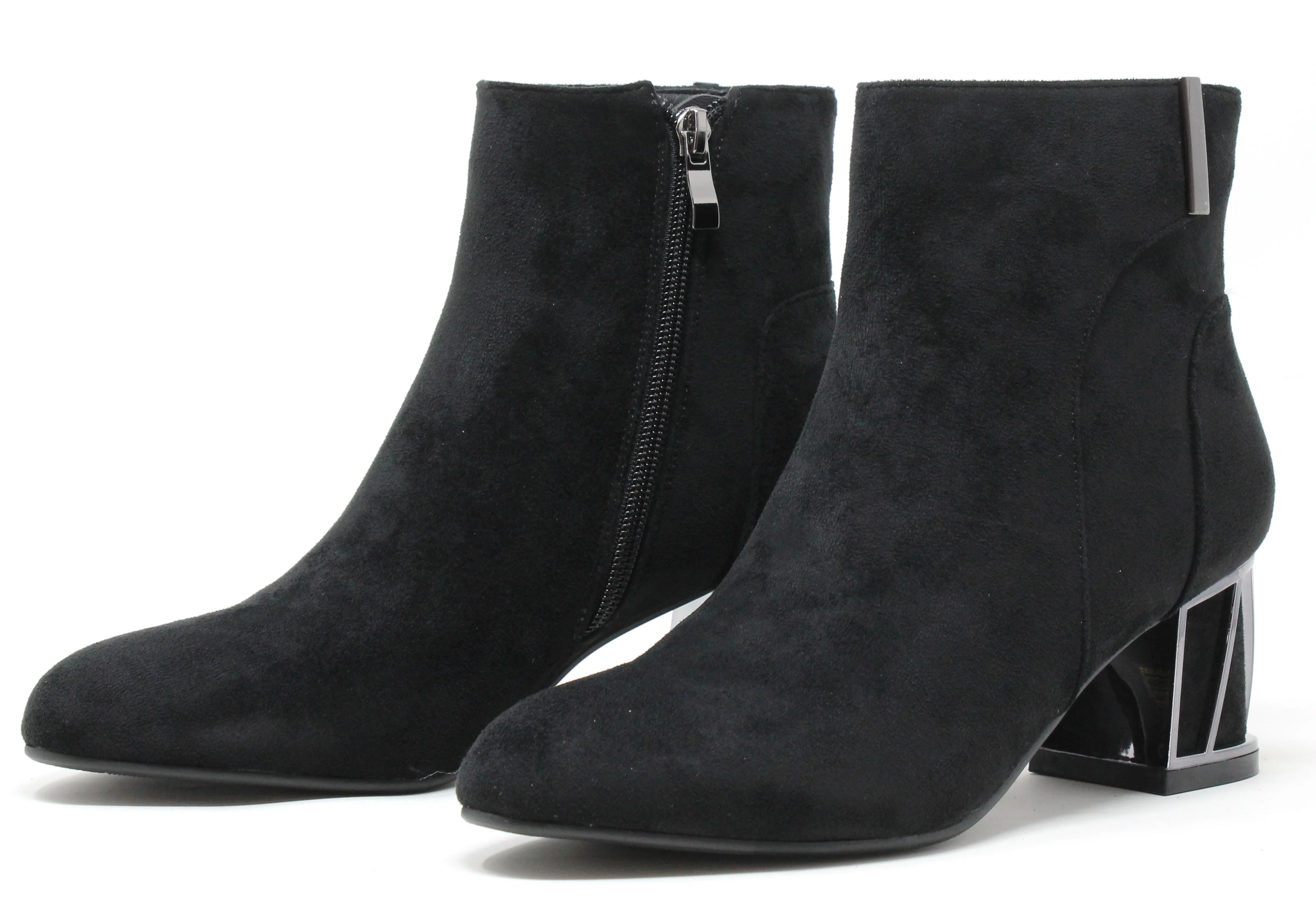 Microfibre Ankle Boot with Steel Trim Heel - Image 3
