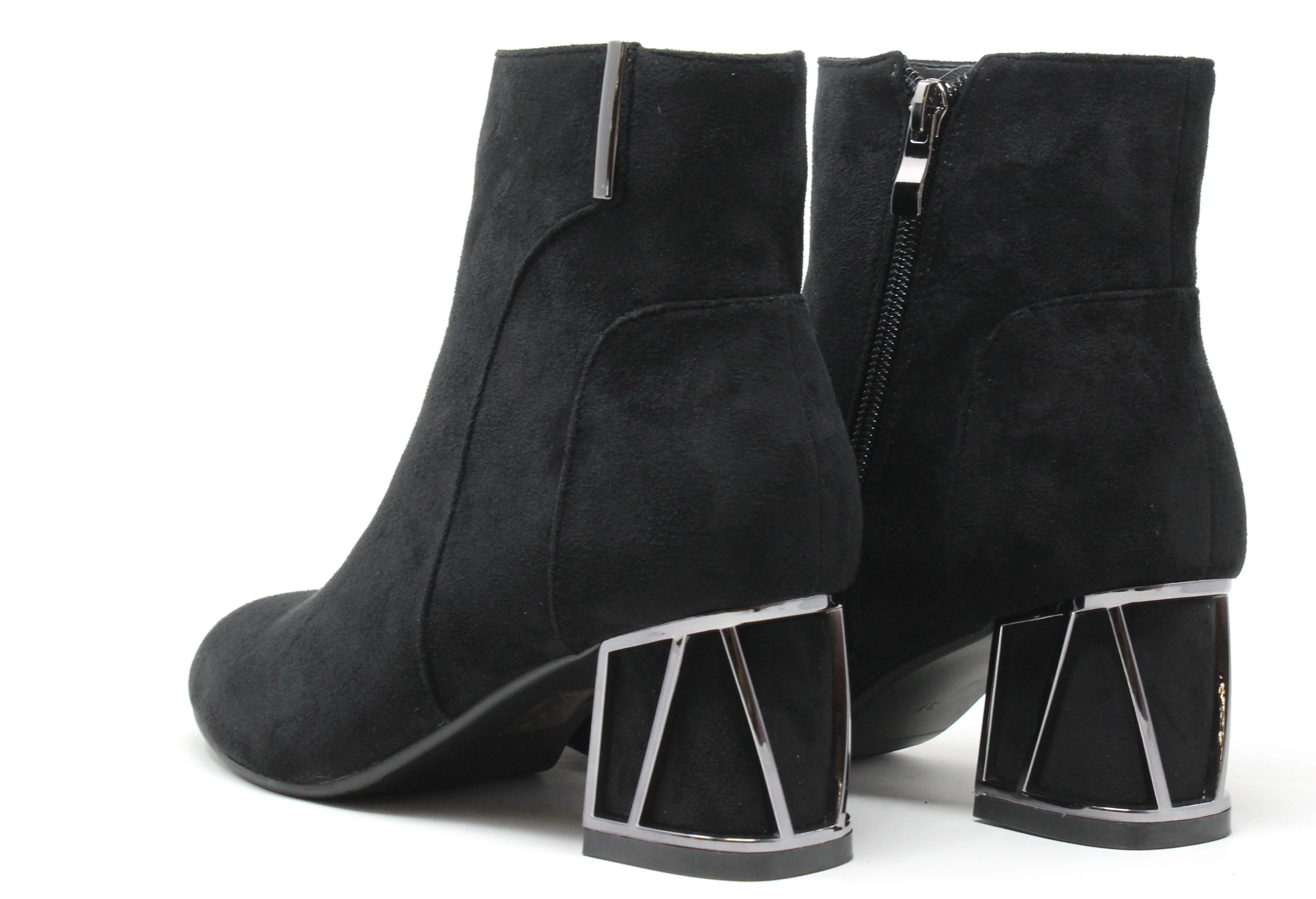 Microfibre Ankle Boot with Steel Trim Heel - Image 4